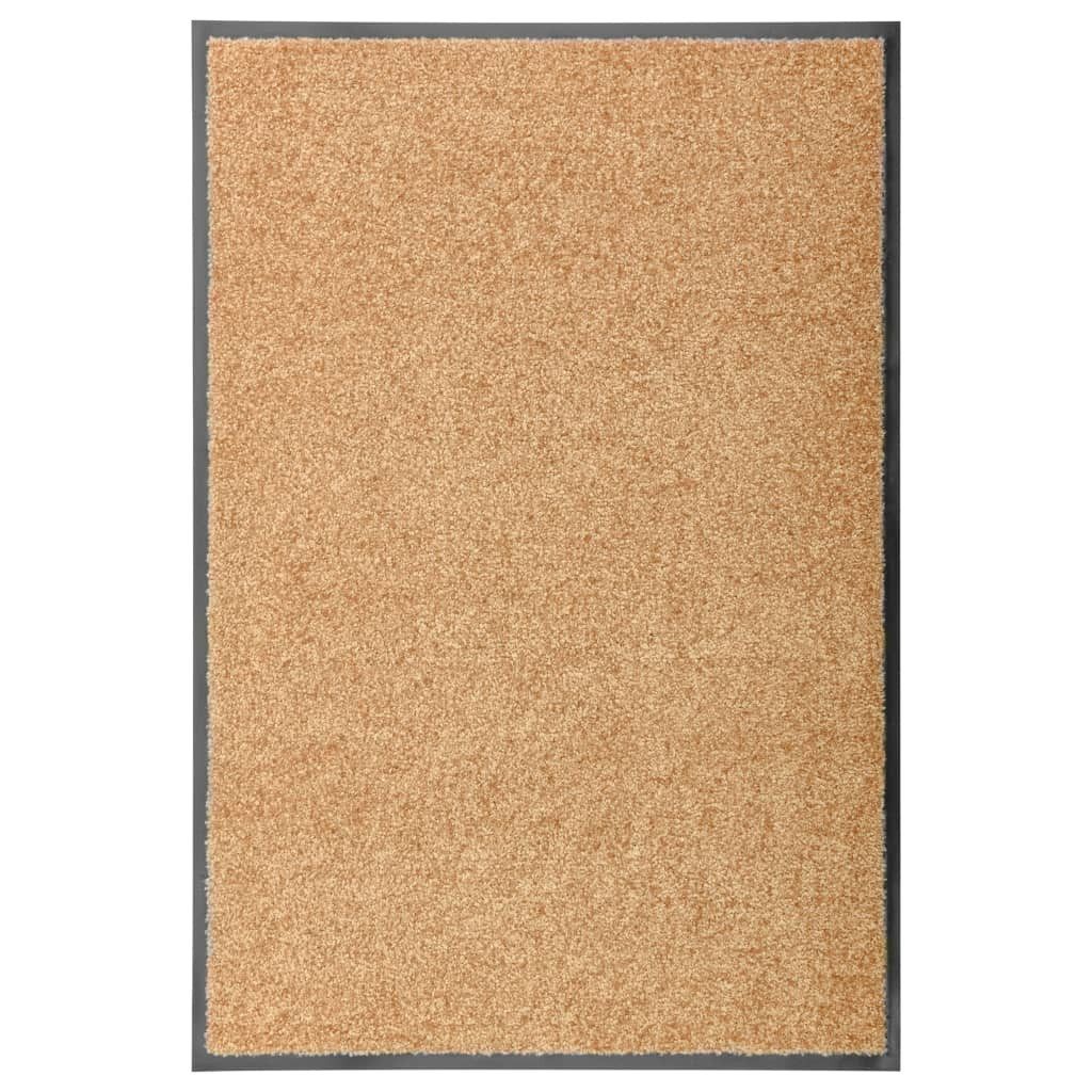 vidaXL Fußmatte 60 x 90 cm Fußmatte Türvorleger Waschbar Creme Rechteck 90x60 cm Rutsc, Rechteck, Höhe: 0 mm