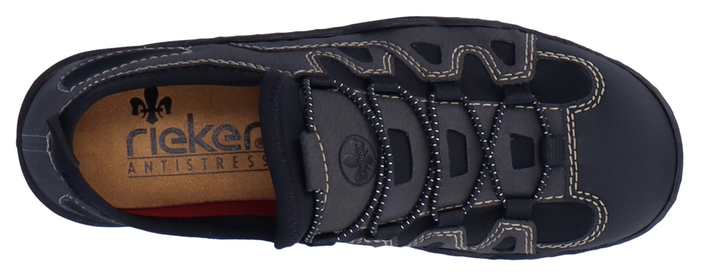 Rieker Slip-On Sneaker mit Ziernaht schwarz-kombiniert feiner