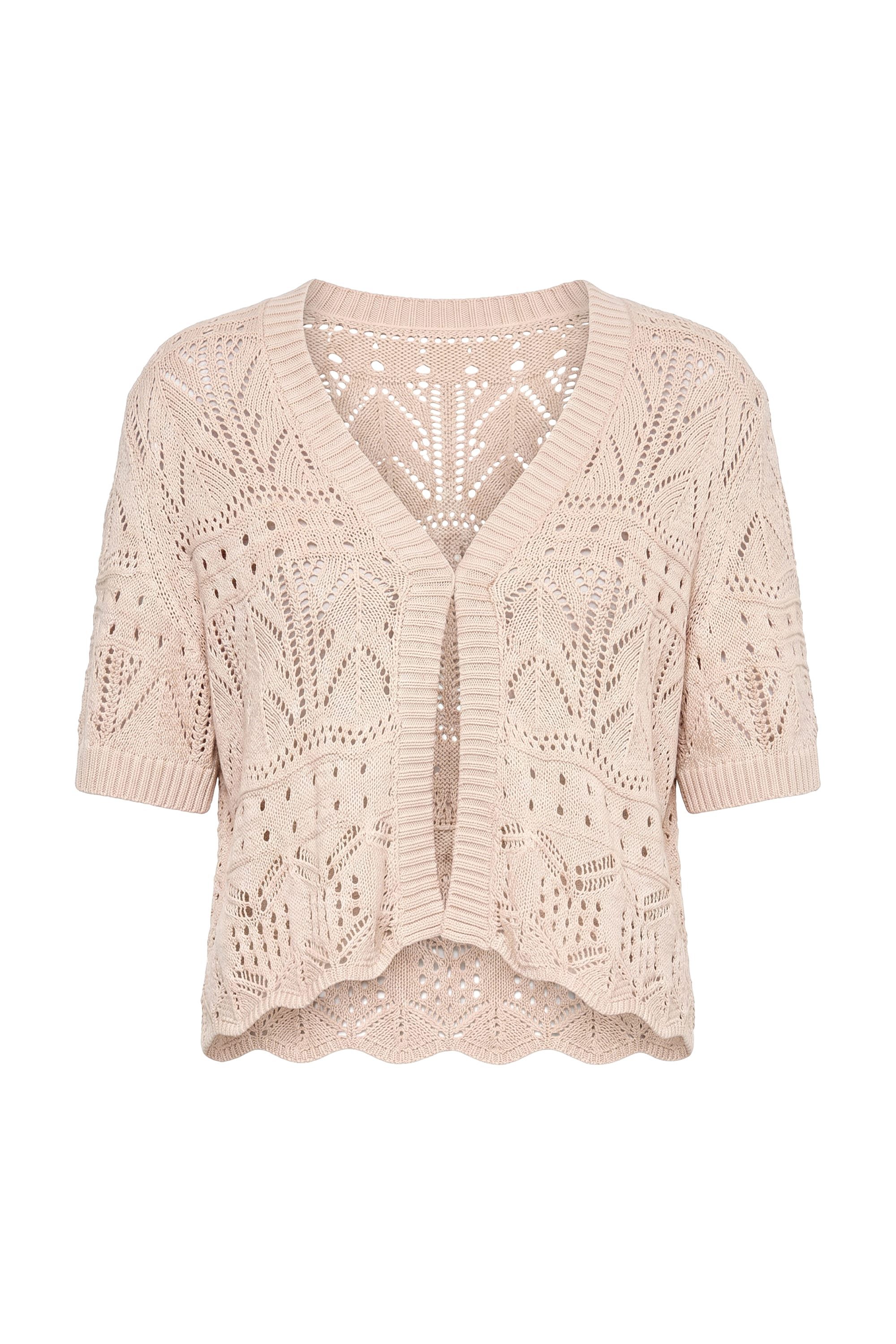 Angel of Style Strickjacke Strickjacke Straight Fit Ajourstrick Halbarm