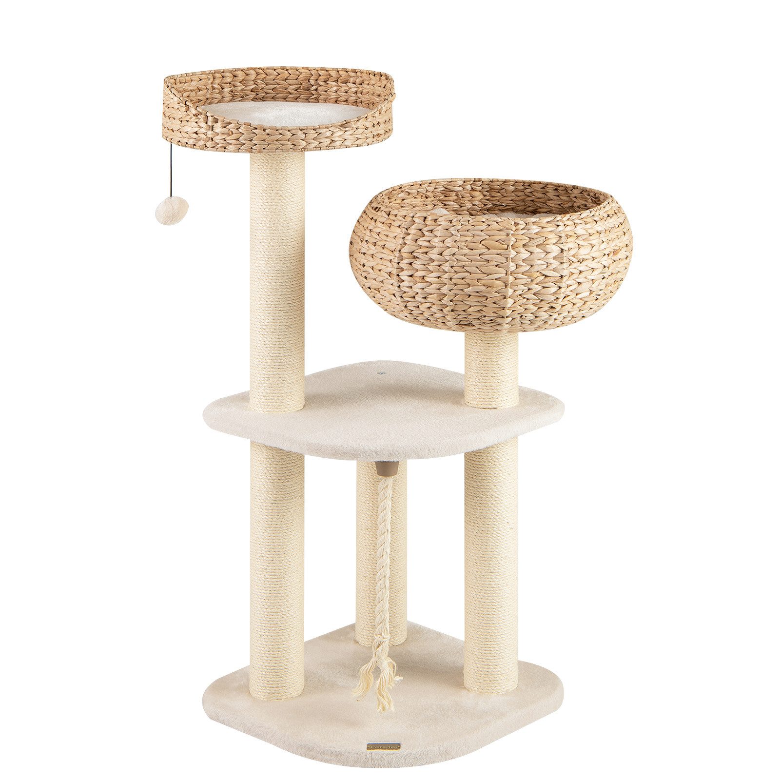 COSTWAY Kratzbaum, Katzenbaum, mit Sitzstange, Korb, Ball, 104cm hoch günstig online kaufen