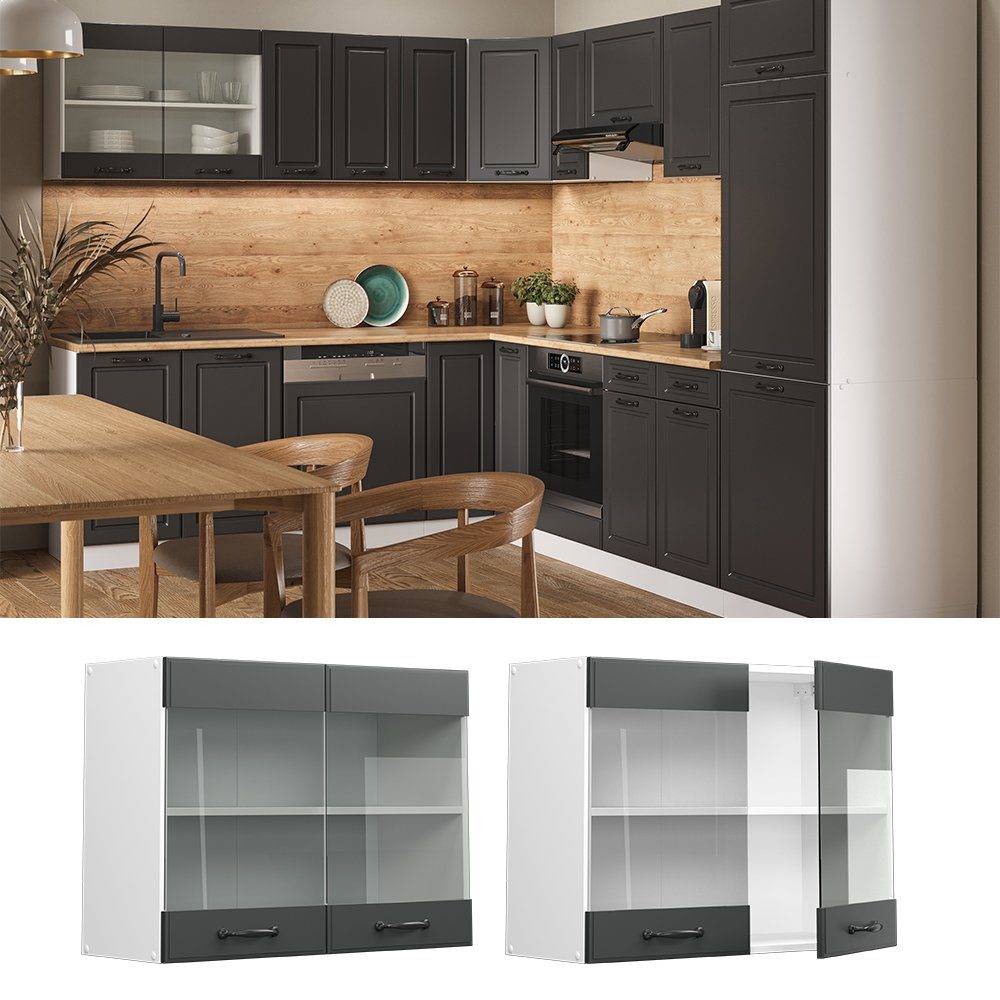 Vicco Glashängeschrank R-Line, Anthrazit Landhaus/Weiß, 80 günstig online kaufen