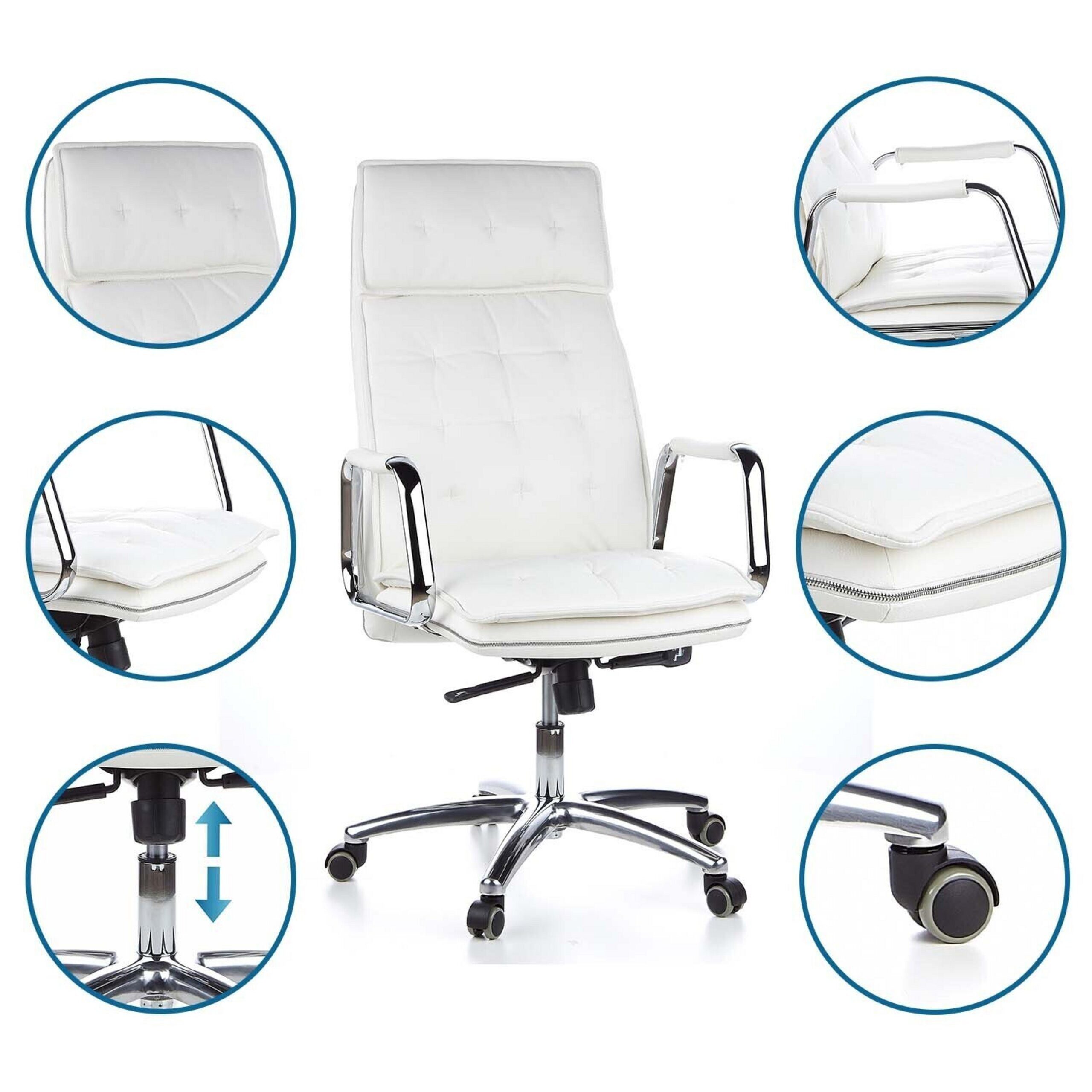 hjh OFFICE Chefsessel Profi Chefsessel Villa 20 Leder mit Armlehnen, Drehstuhl Bürostuhl ergonomisch