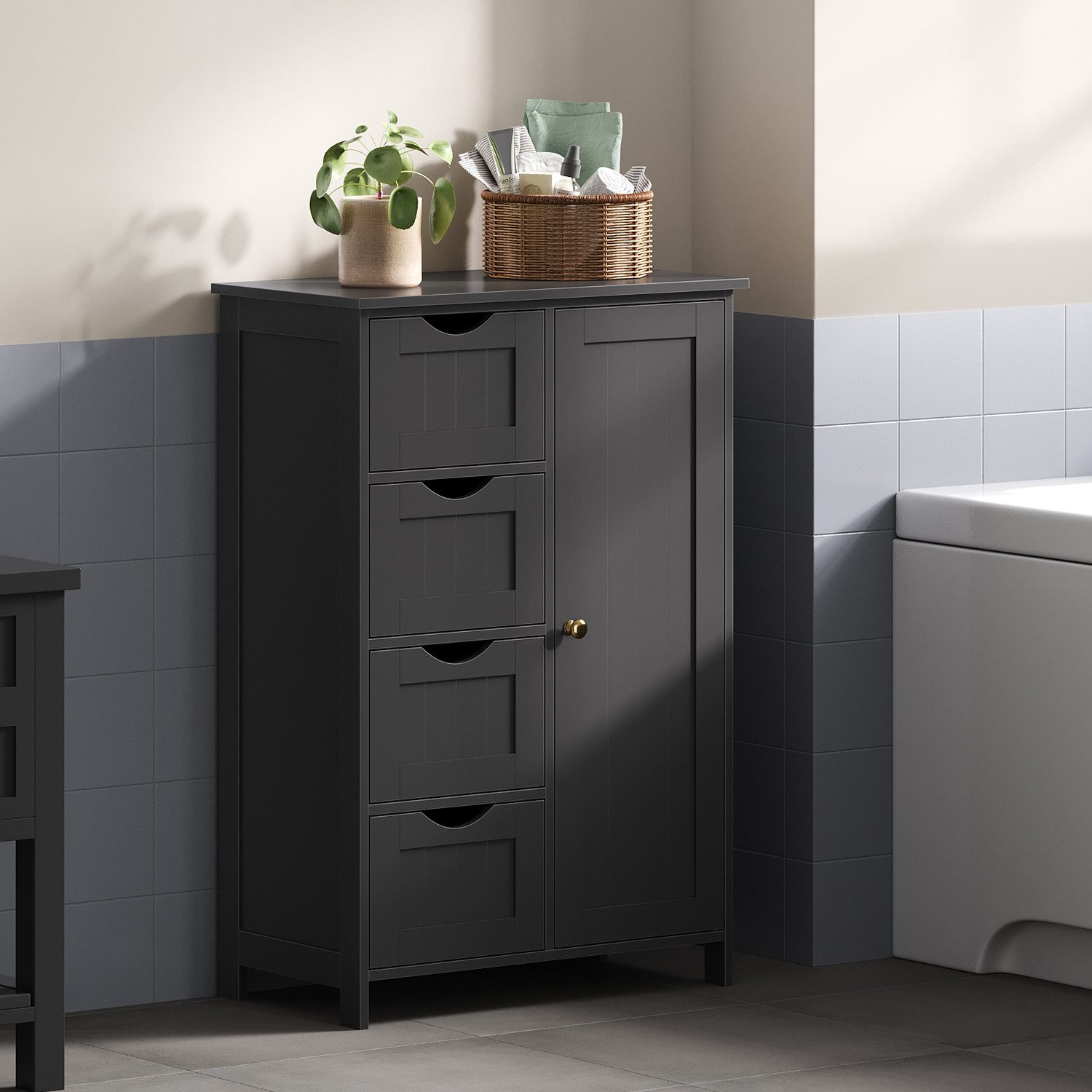 VASAGLE Badmöbel-Set Badezimmerschrank Badschrank Beistellschrank, mit günstig online kaufen