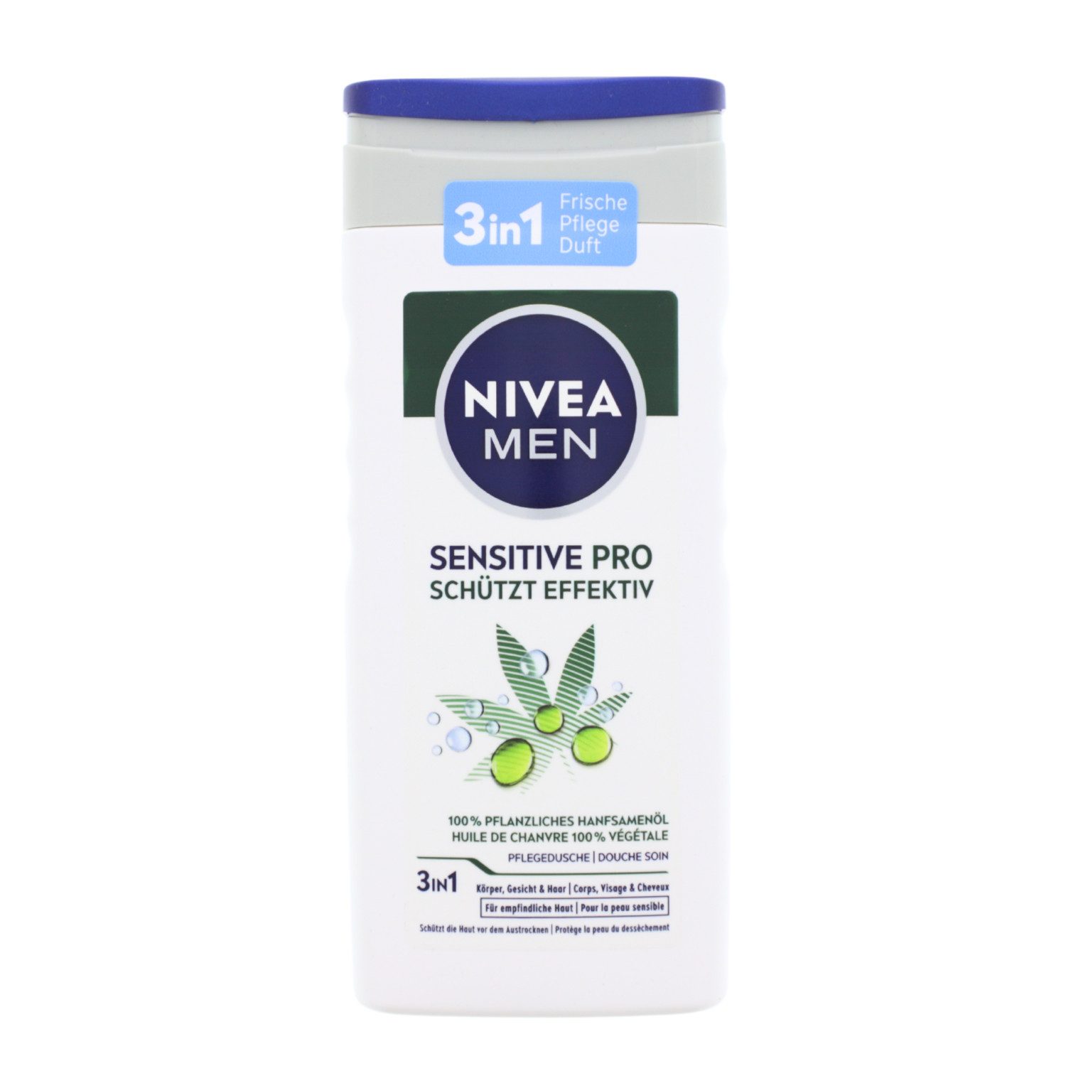 Duschgel NIVEA MEN Sensitive Pro 250ml Duschgel 3in1 mit Hanfsamen-Öl Cremedusc