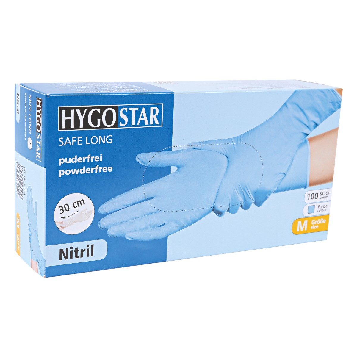Franz Mensch Nitril-Handschuhe Hygostar "Safe Long", Blau, 100 Stück Extra günstig online kaufen