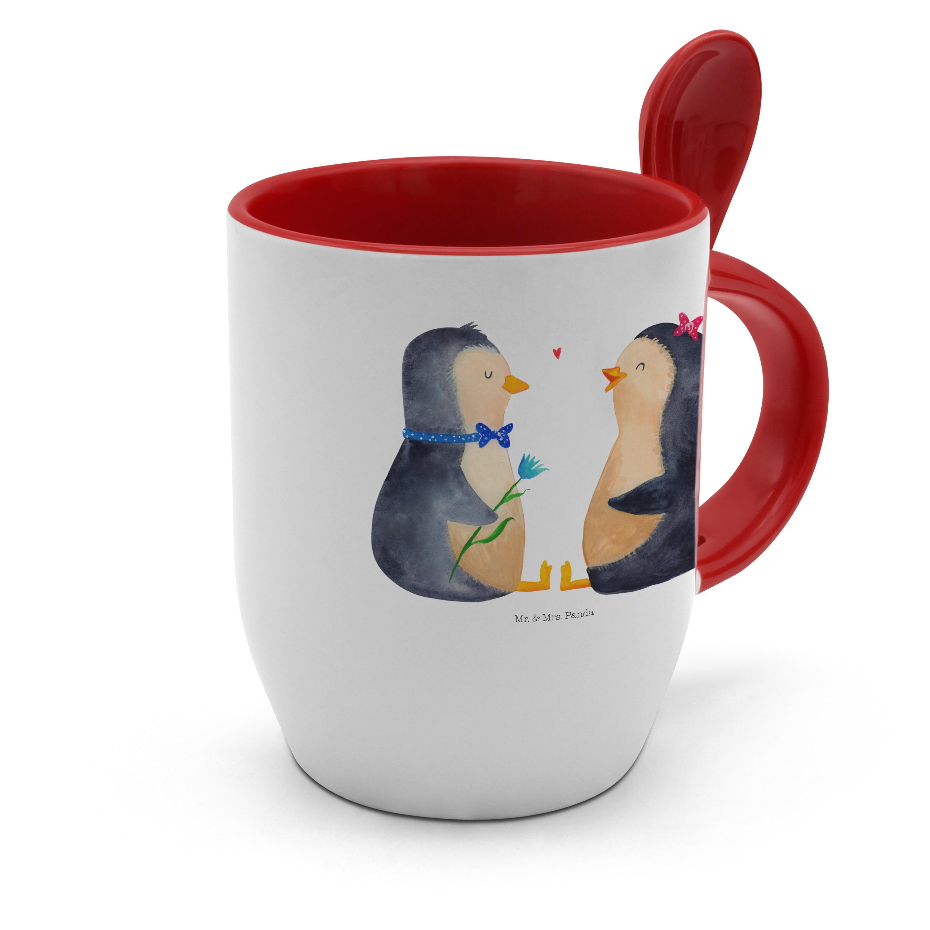 & Panda Mr. Hochzeitsgeschenk, Tasse Keramik Weiß Pärchen - Liebe, Geschenk, Kaffeeta, Mrs. - Pinguin