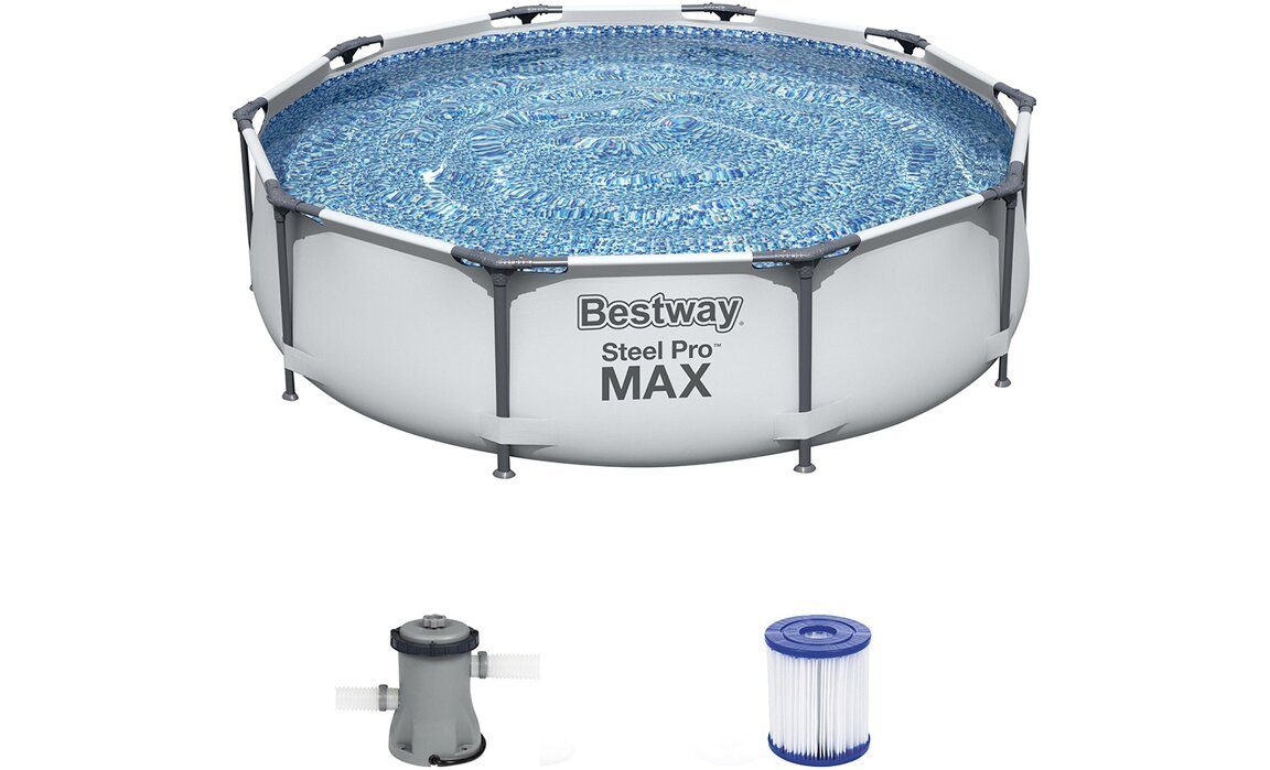 BESTWAY Framepool BESTWAY Steel Pro MAX 366x76cm Stahlrahmenbecken, grau