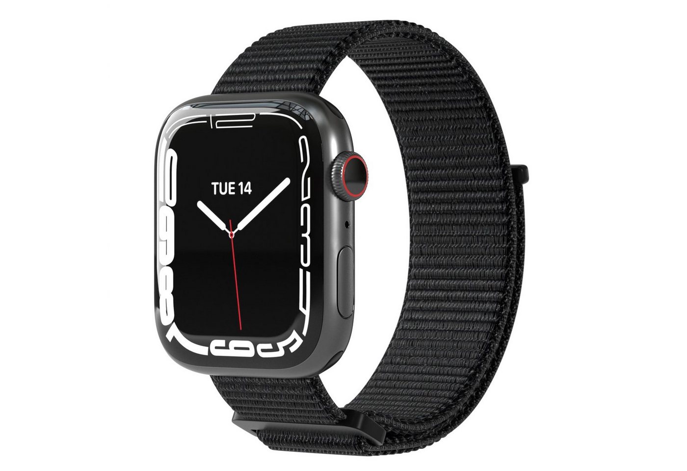EAZY CASE Smartwatch-Armband Nylon für Apple Watch 11 10 9 8 7 6 5 4 3 2 SE Ultra, Nylon Armband für Apple Watch 38-42mm Sportarmband Schwarz