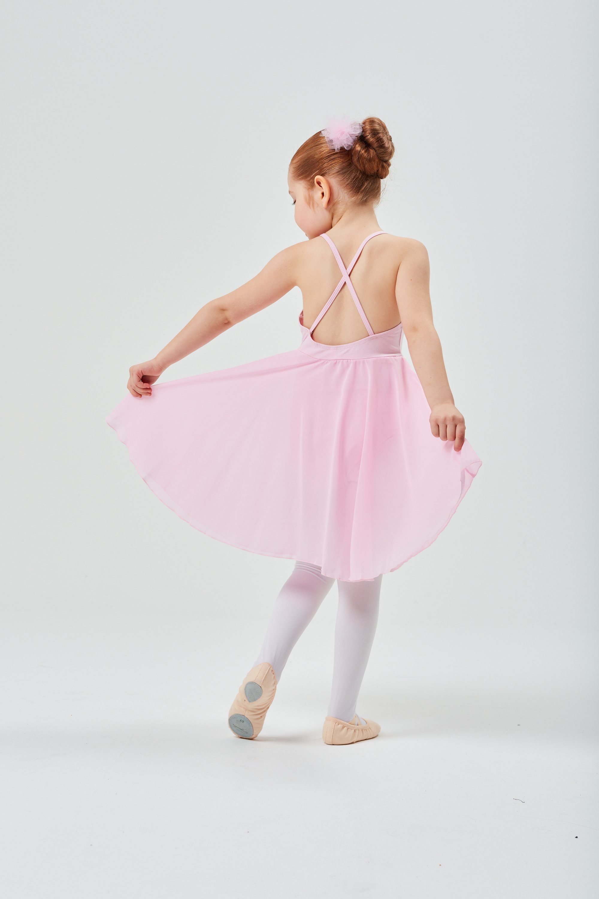 langem Chiffonrock rosa Mädchen Alma tanzmuster mit Ballettkleid Chiffonkleid Spaghettiträgern mit Ballettbody