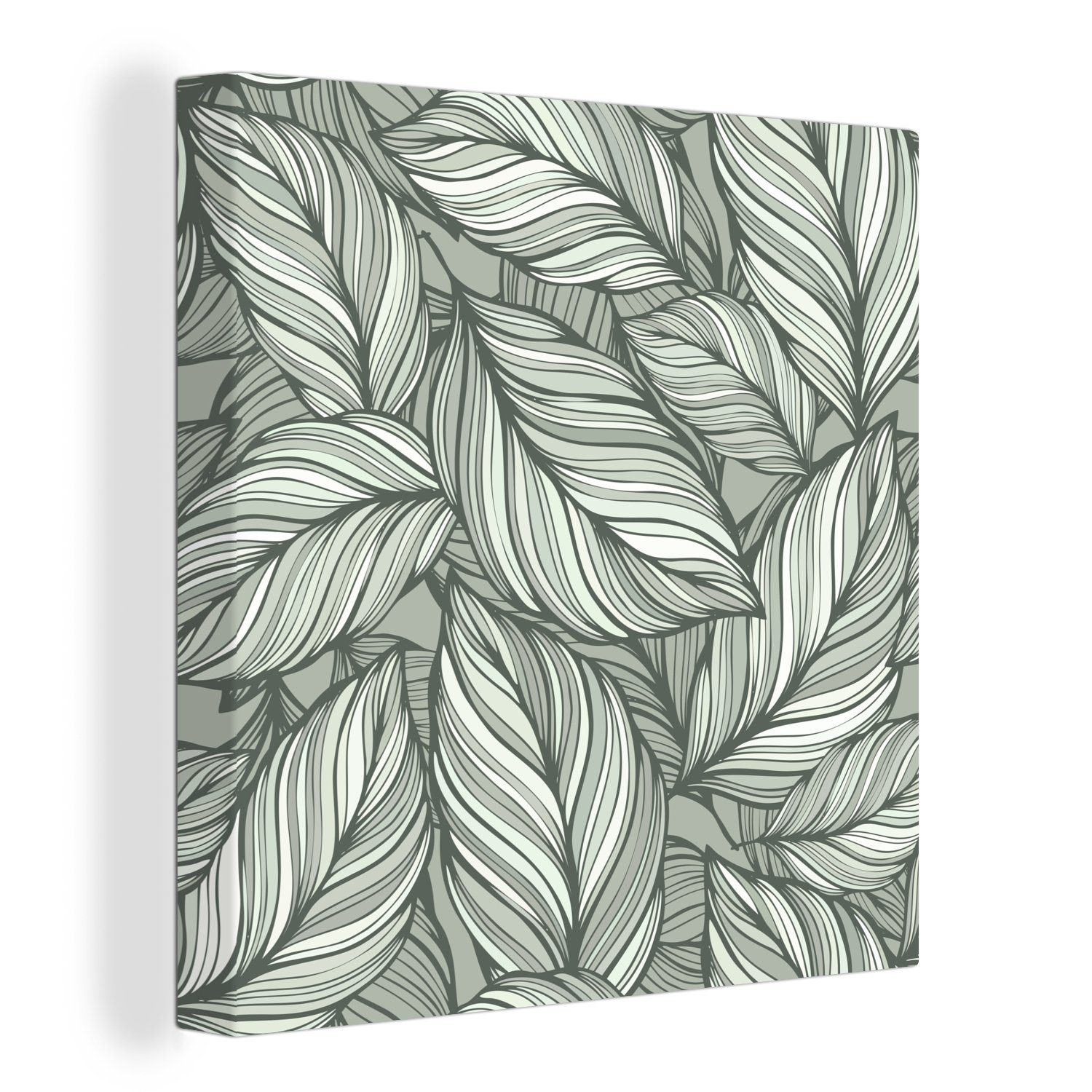 OneMillionCanvasses® Leinwandbild Blumen - Illustration - Schwarz - Weiß, (1 St), Leinwand Bilder für Wohnzimmer Schlafzimmer