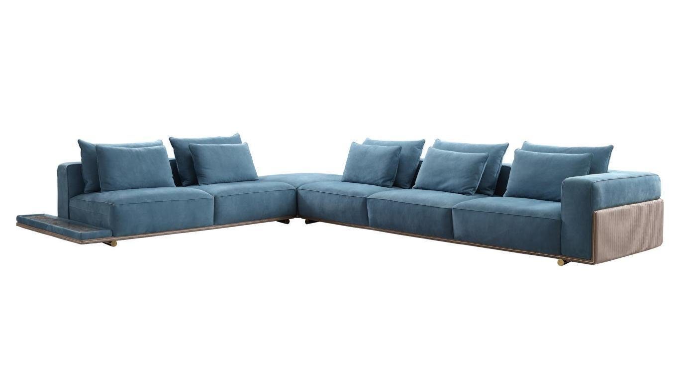 JVmoebel Ecksofa Blau Ecksofa L-Form Couch Wohnzimmer Luxus Stoffmöbel Luxus Design Neu, 1 Teile, Made in Europa | Ecksofas
