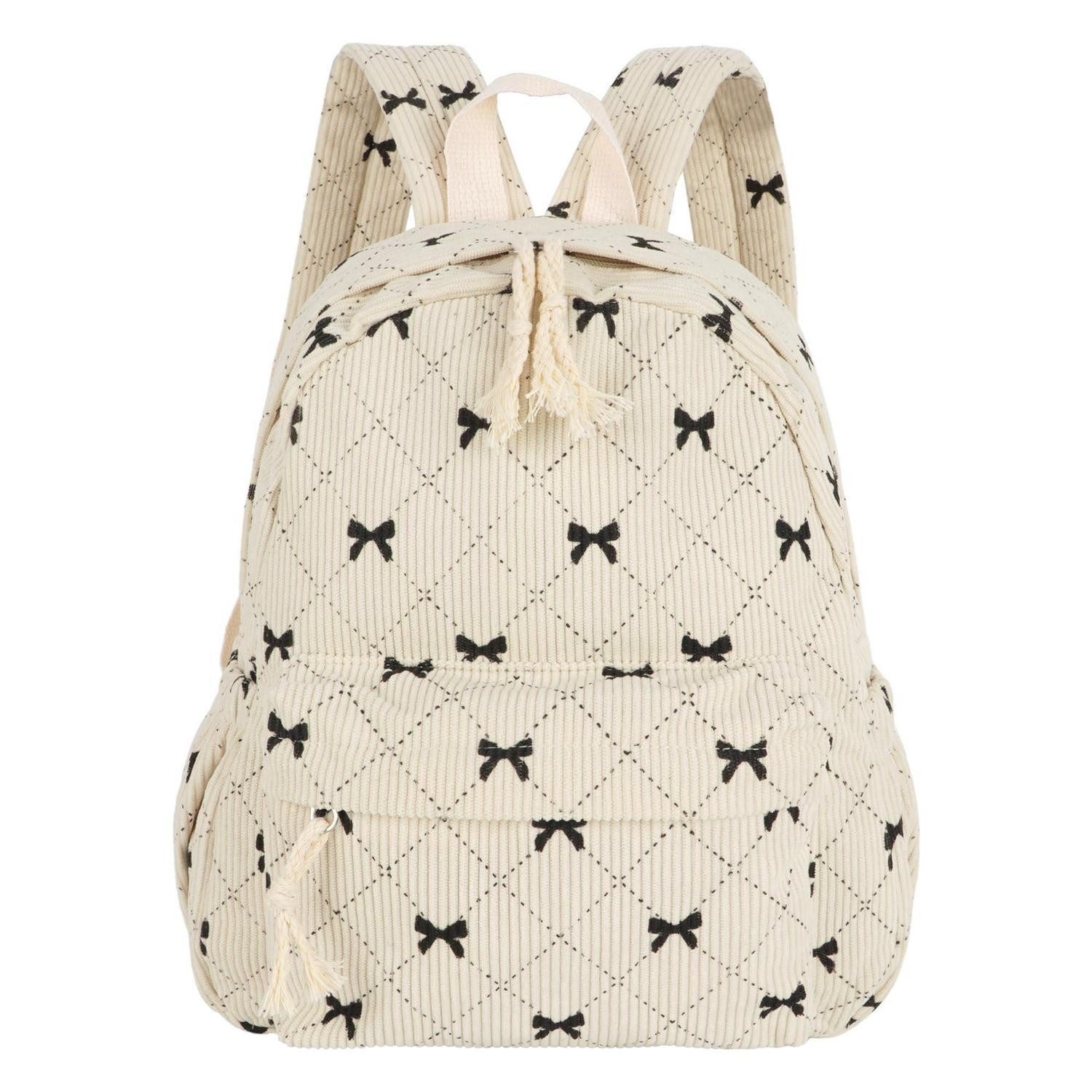 LuxusKollektion Schulrucksack Cord Schulrucksack E-Schleife Weiß