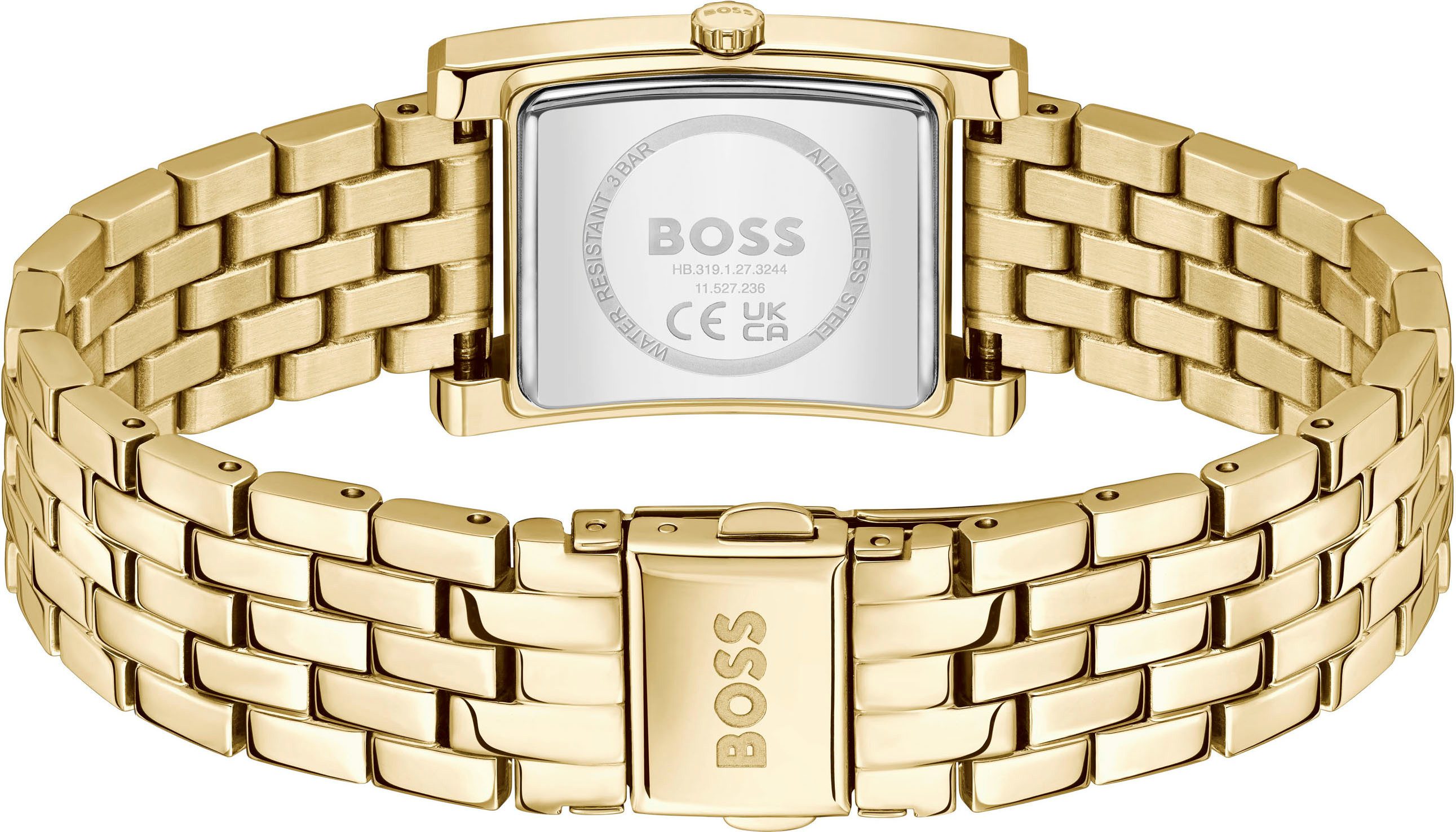 BOSS Quarzuhr LUCY 1502785, Armbanduhr, Damenuhr, Edelstahlarmband, analog