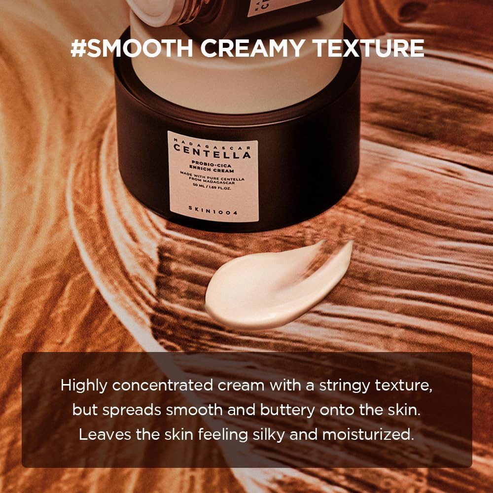 SKIN1004 Feuchtigkeitscreme Madagascar Centella Probio-Cica Enrich Cream Gesichtscreme 50ml – Feuchtigkeitspflege mit fermentierter Centella Asiatica, Probiotika, Niacinamid & Ceramiden für empfindliche, trockene oder reife Haut