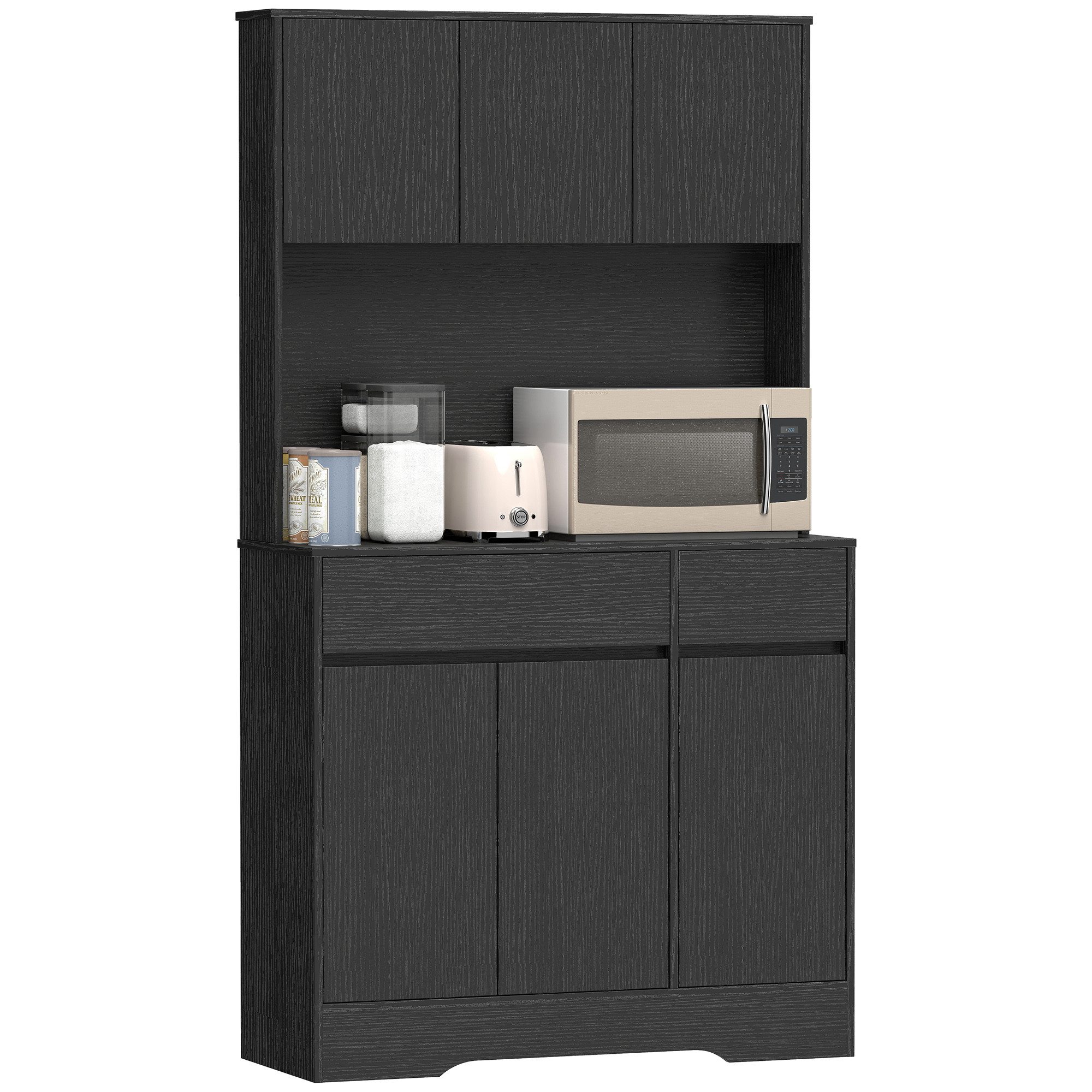 HOMCOM Küchenbuffet Mikrowellenschrank Moderner Vorratsschrank (Mikrowellenschrank, 1-St., Hochschrank) mit Modernem Design, Schwarz