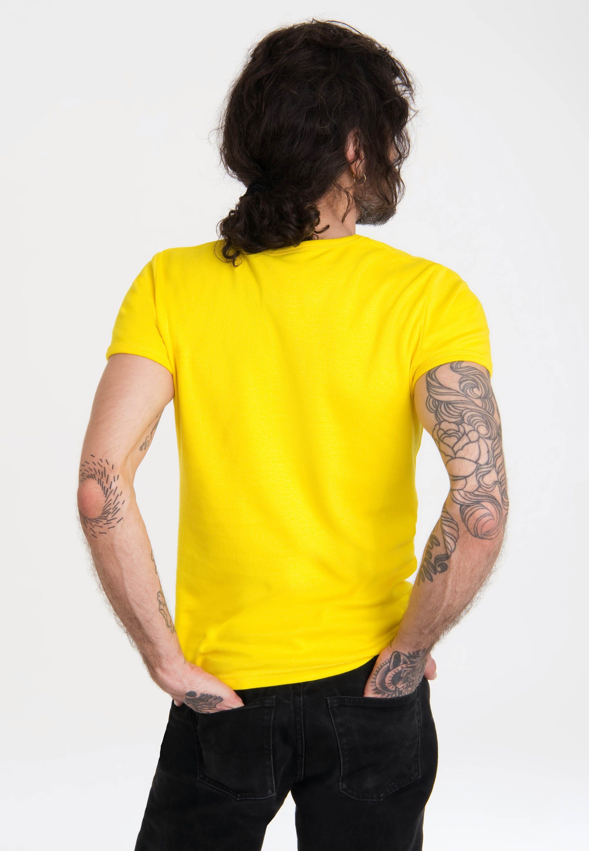 LOGOSHIRT T-Shirt gelb Print mit lizenziertem Krümelmonster Motorrad - Sesamstraße