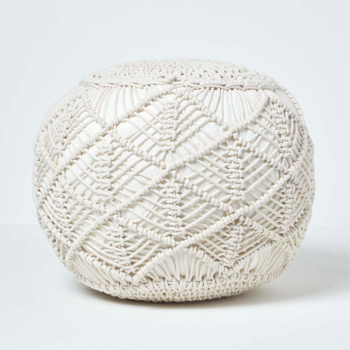 Homescapes Pouf Gehäkelter Pouf, natur, 35 x 40 cm