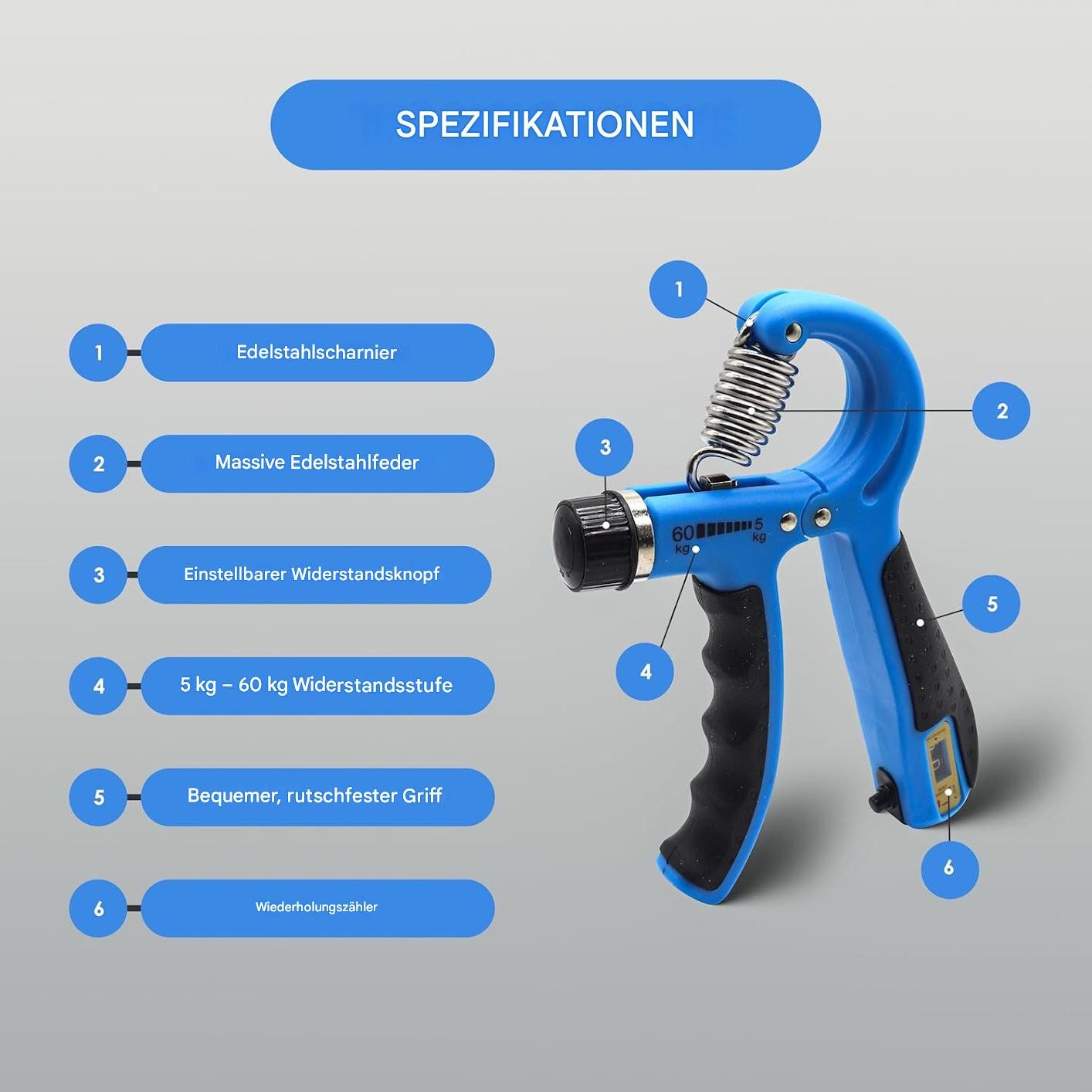 Endless Handmuskeltrainer EL1039 Einstellbare Hand Grip Strengthener, Griffkraft Trainer (Trainingsgeräte für zu Hause und im Fitnessstudio, Unterarm- und Fingerkraft-Greifer-Übungen), Einstellbares Griffstärkungsgerät für die Hand