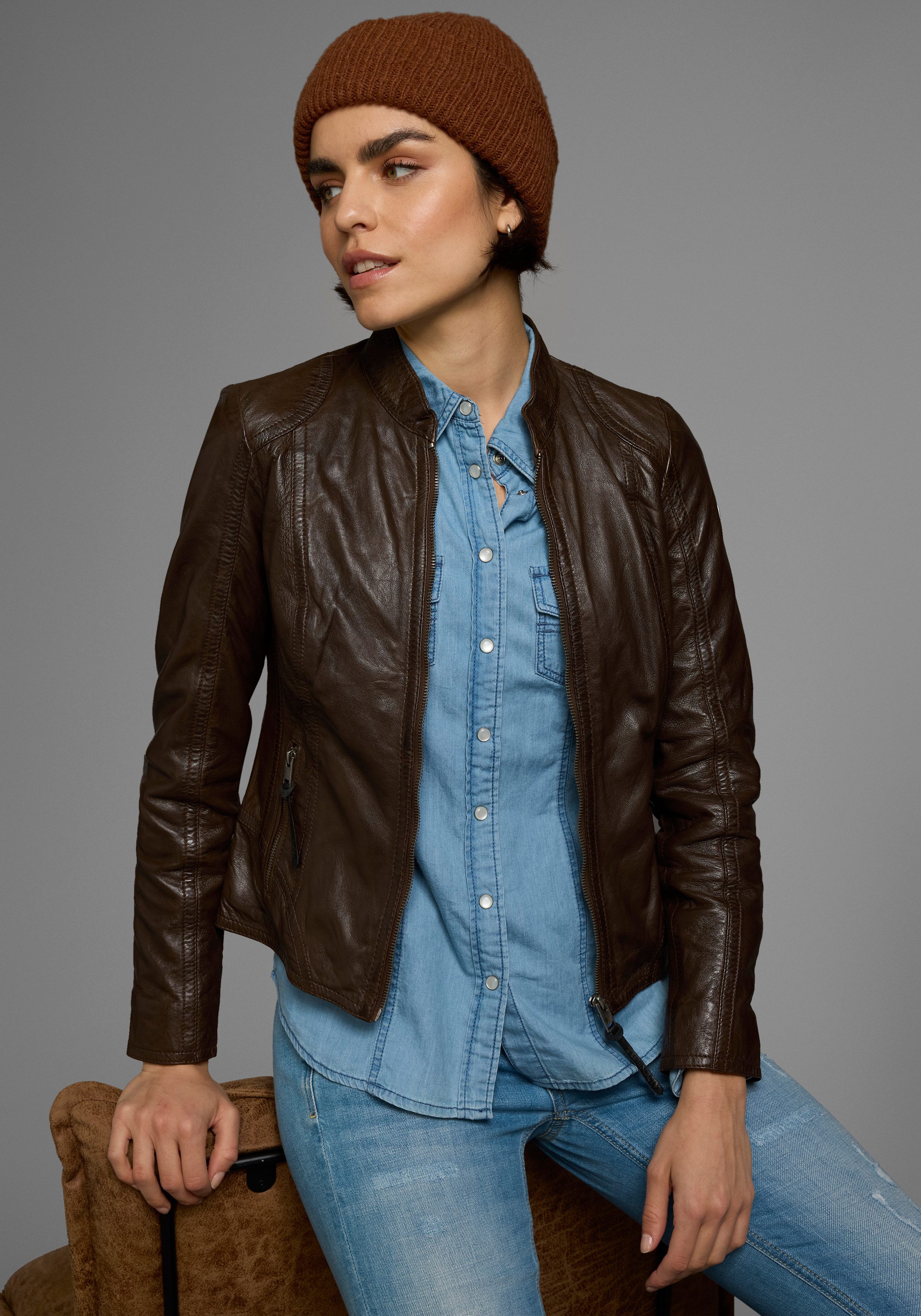 ALPENBLITZ Lederjacke "Athen" aus weichem Lammnappaleder, figurbetonter Sch günstig online kaufen