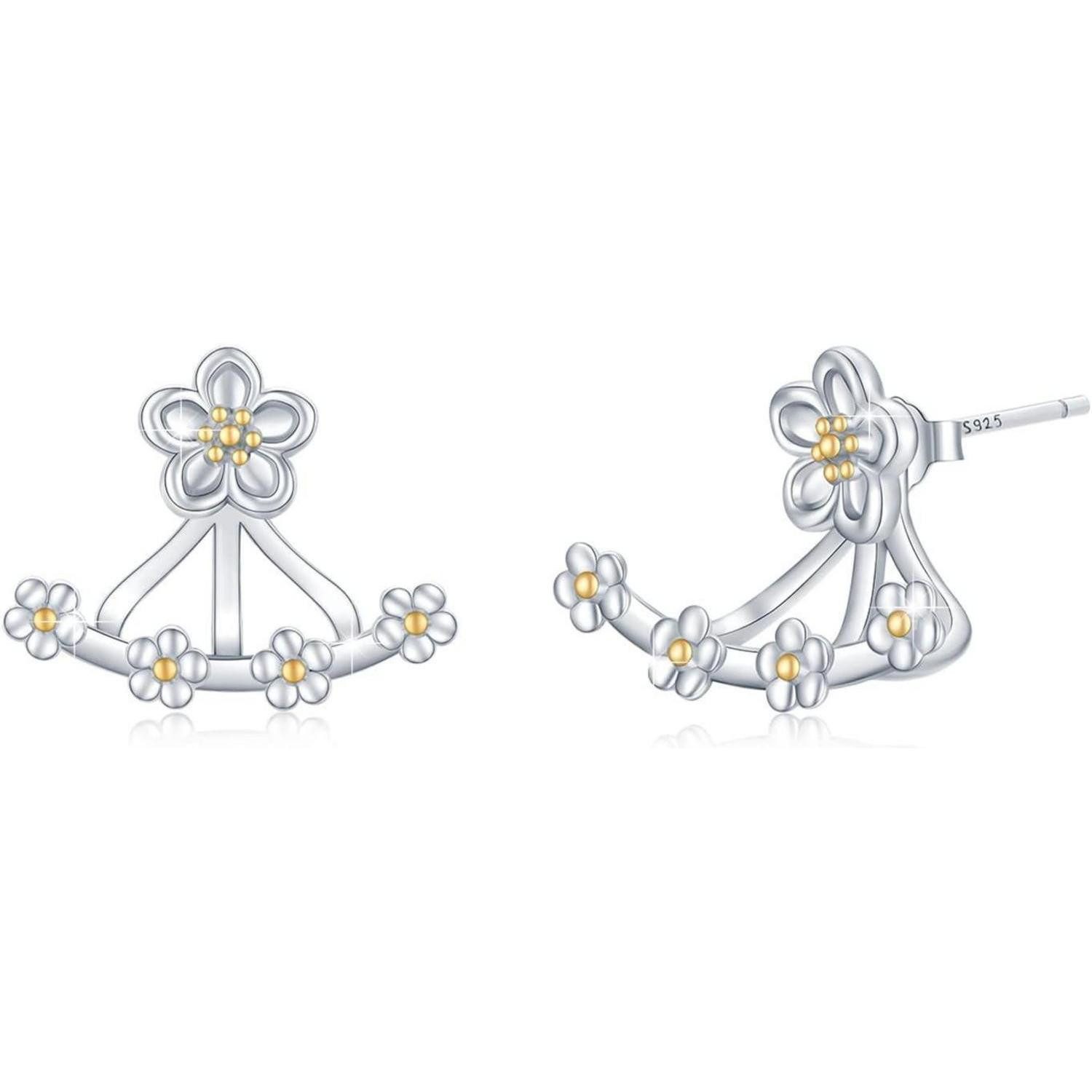 Paar Ohrstecker Ohrstecker 925 Silber Kristall Hypoallergen Herz Blume Ohrstecker