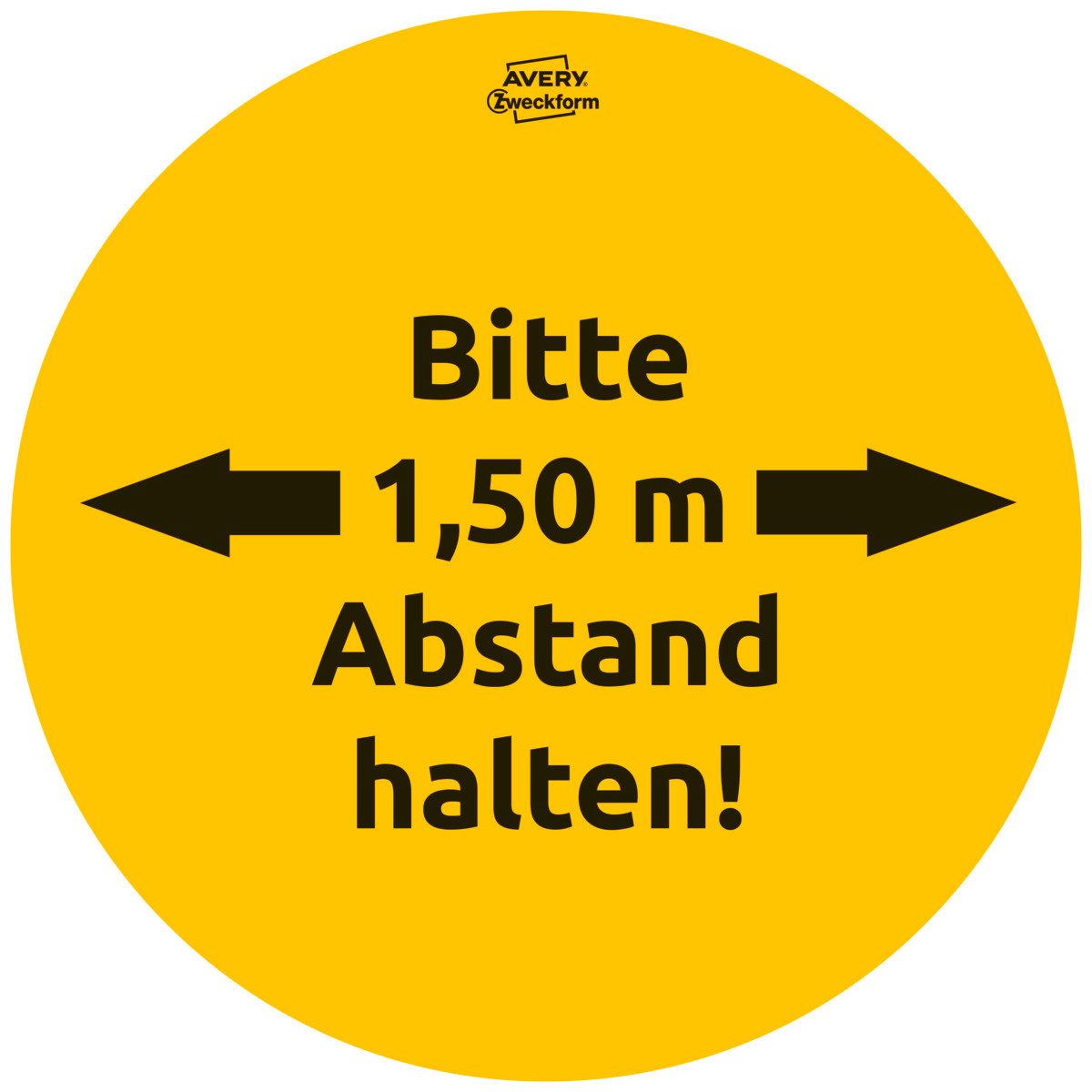 Avery Zweckform Etiketten AVERY Zweckform Hinweis Aufkleber Abstand halten gelb/schwarz Ø200mm