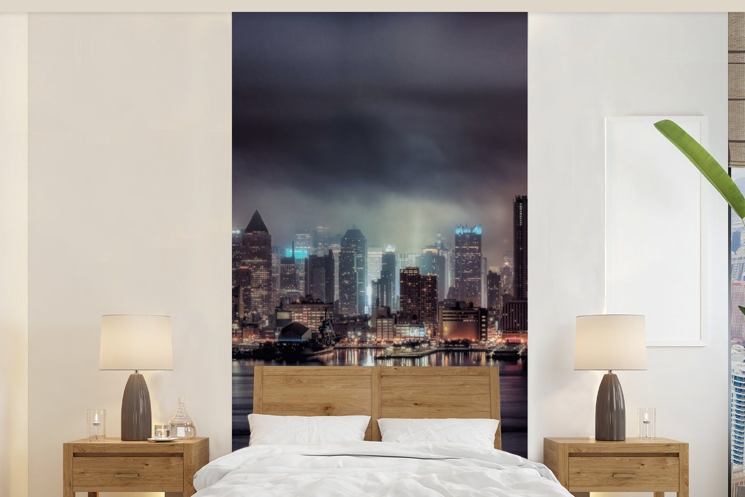 MuchoWow Fototapete New York - Amerika - Skyline, Matt, bedruckt, (2 St), Vliestapete für Wohnzimmer Schlafzimmer Küche, Fototapete