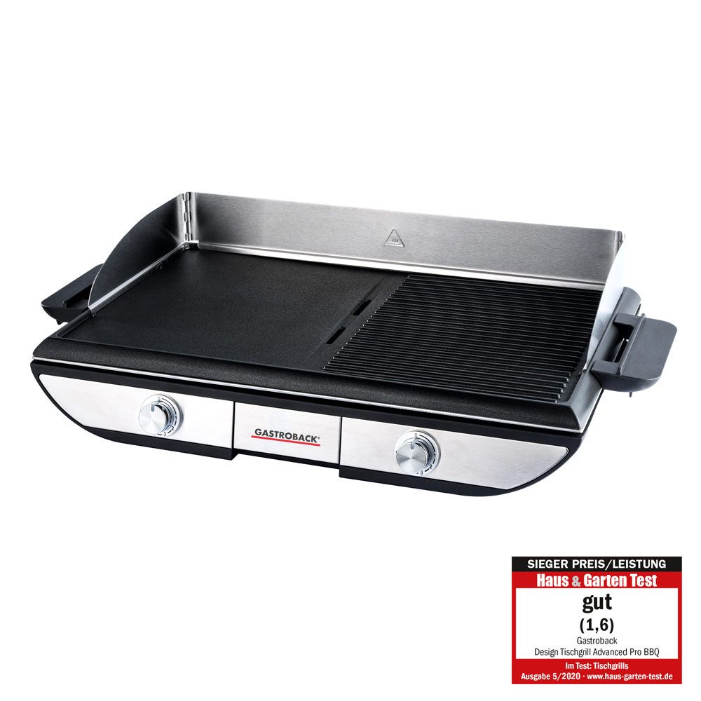 Gastroback Tischgrill GASTROBACK 42523 Design Tischgrill Advanced Pro BBQ, 2300,00 W, Duale Grillfläche, Professionelle Grillplatte, Hohe Leistung