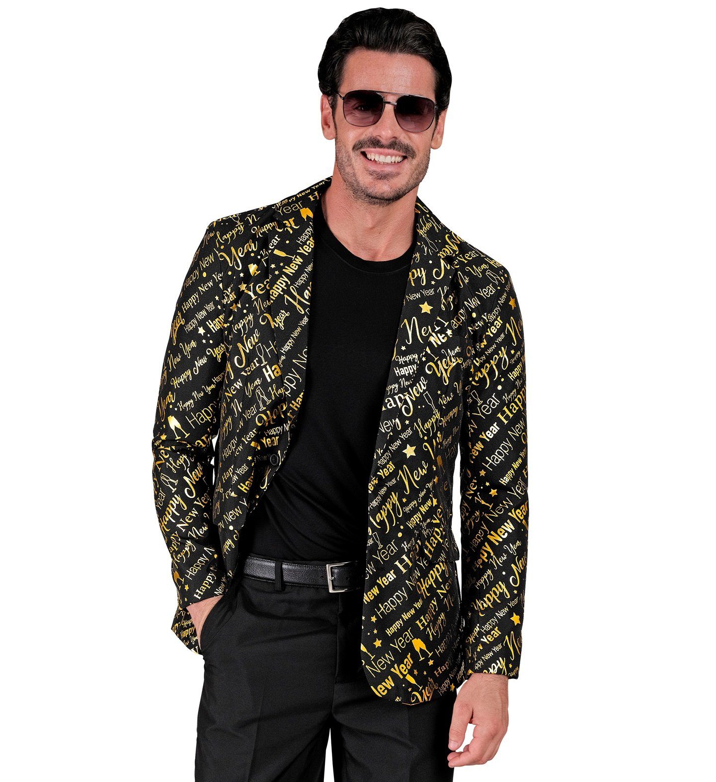 Widmann S.r.l. Kostüm Silvester Jacke 'Happy New Year' für Herren, Schw