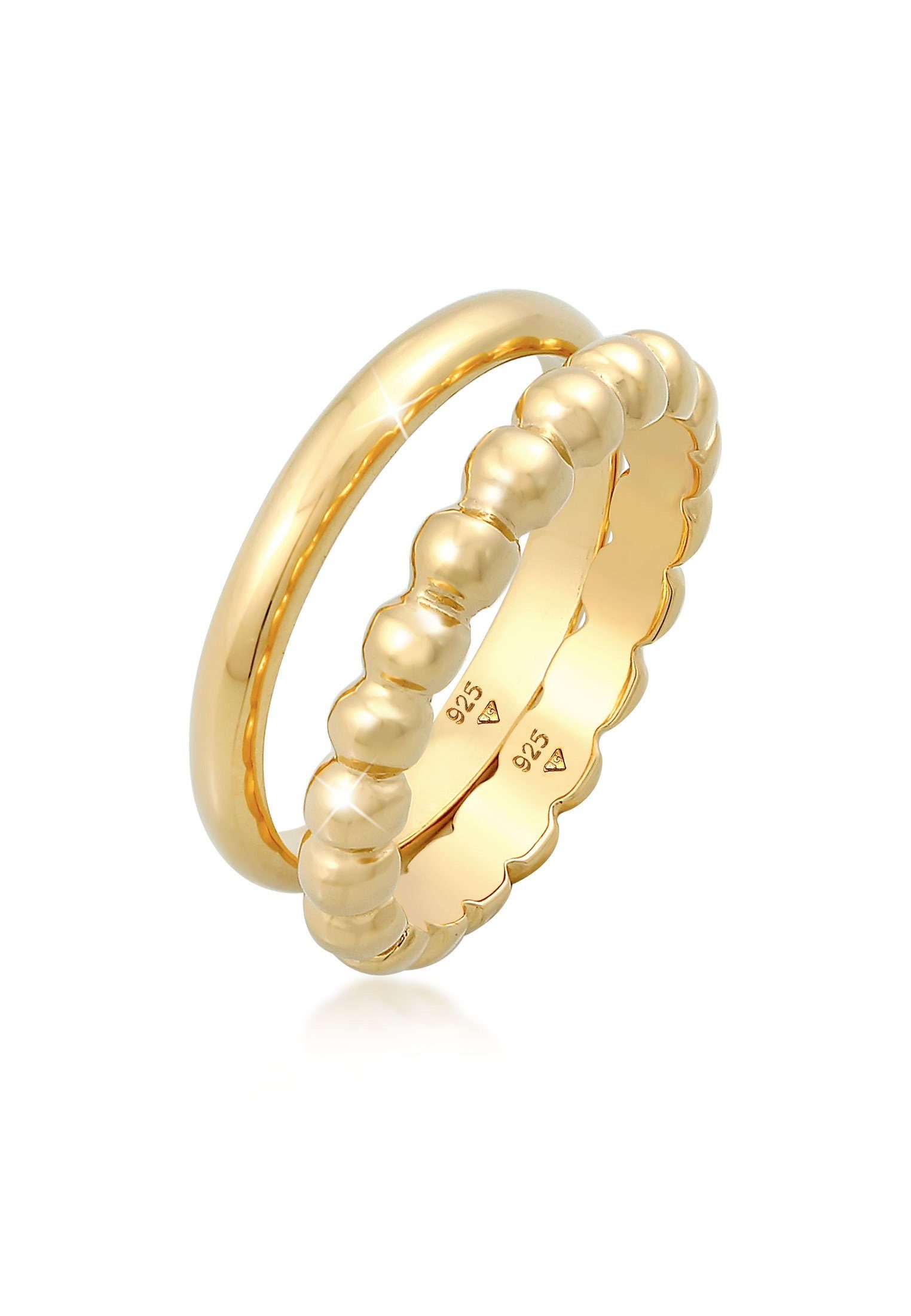 Ring-Set Bandring Basic Kugel Design (2 tlg) 925 Silber