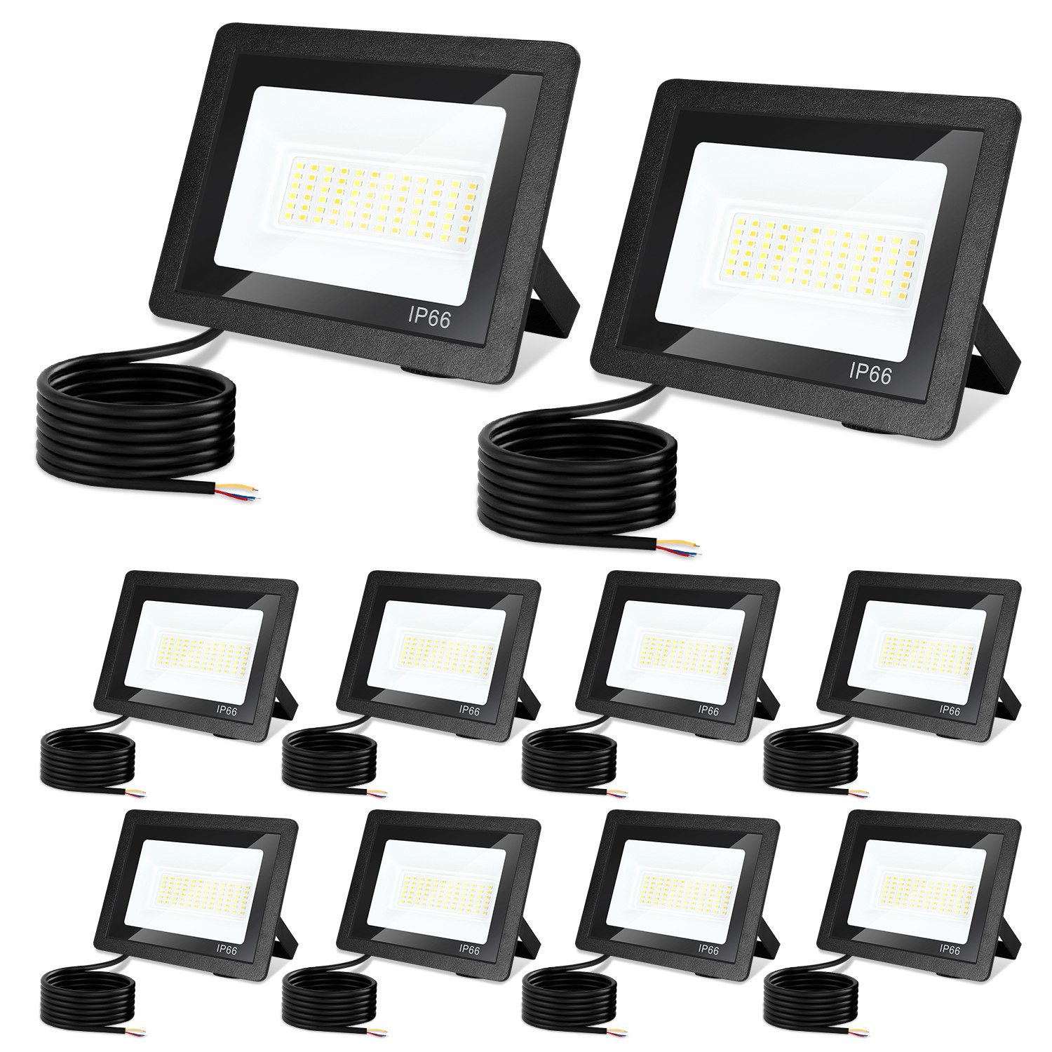 Clanmacy LED Flutlichtstrahler LED Fluter LED Strahler LED Flutlichtstrahler 10X 10W 3 Farbe, Außenstrahler
