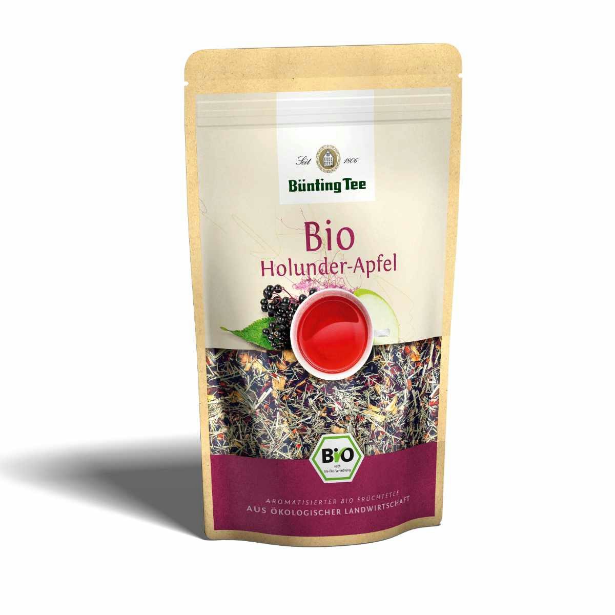 Bünting Tee Tee, Bünting Bio Früchtetee mit Holunder Apfel Aroma loser Tee 90g