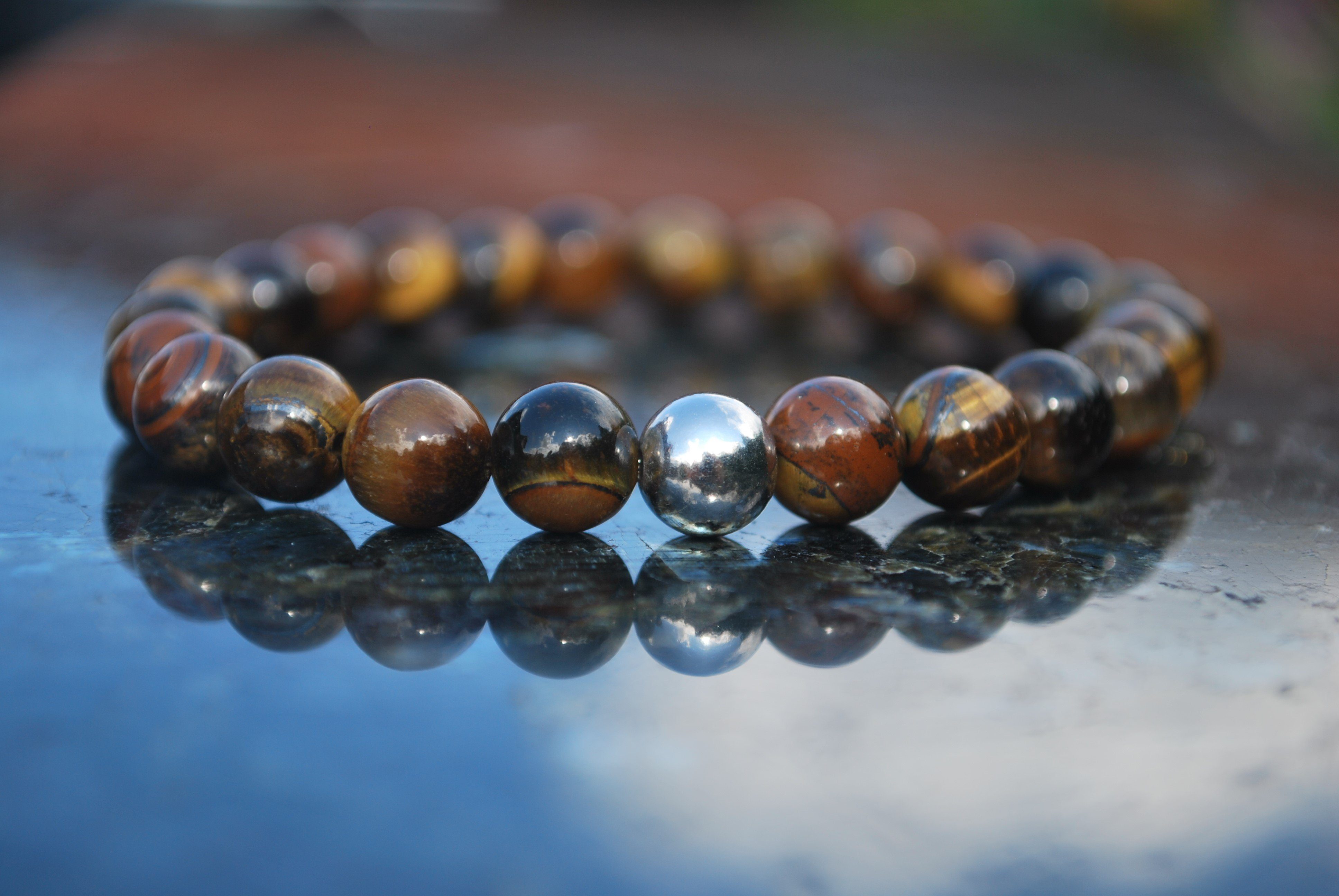 NAHLE Armband Tigerauge mit 925 Silberperle günstig online kaufen