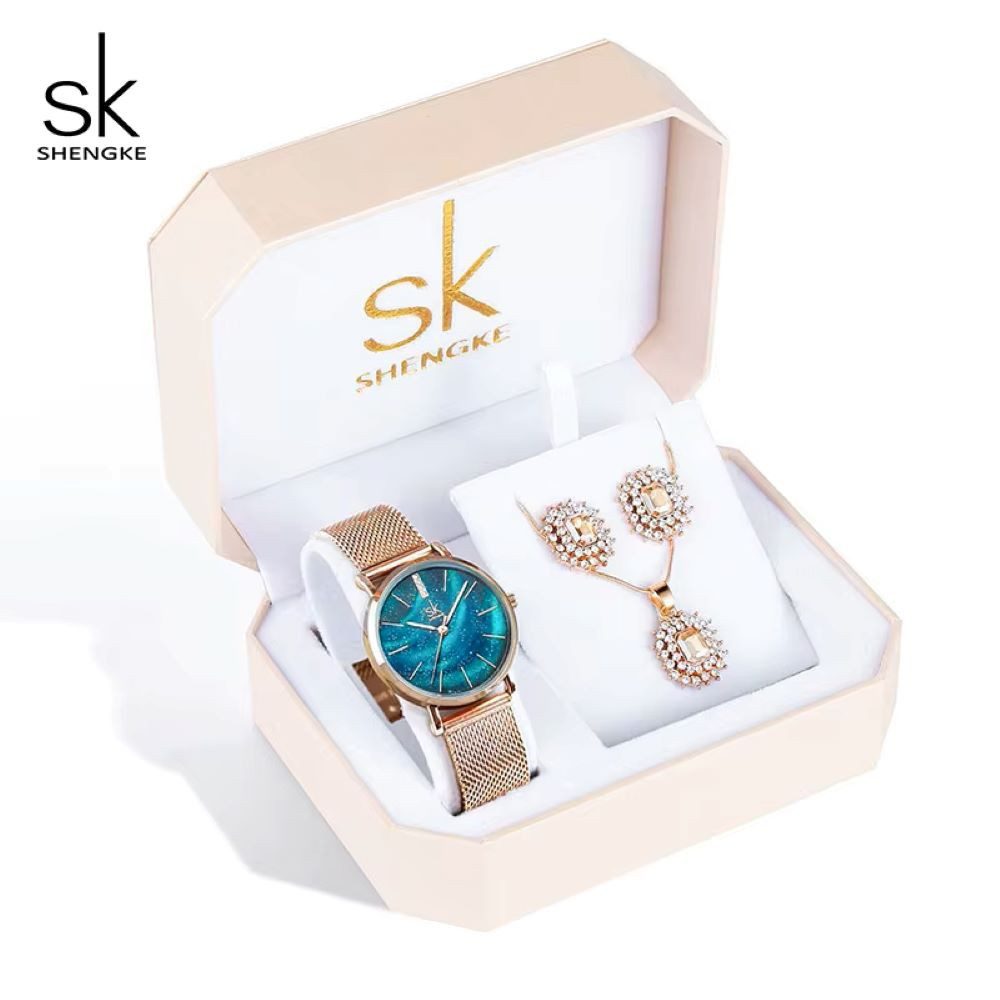 Schmuckset Valentinstag Muttertag Shengke Geschenkset, Damenuhr Geschenkbox
