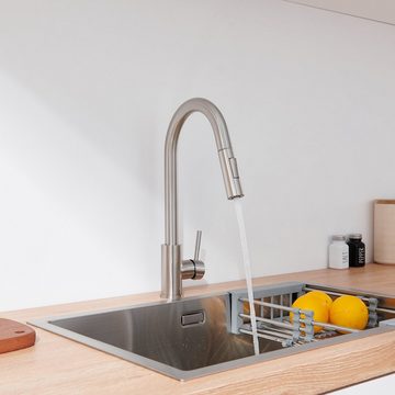 Lonheo Küchenarmatur Ausziehbar Wasserhahn Spültischarmatur Mischbatterie Armatur für Küche 360° Schwenkbar Einhandmischer