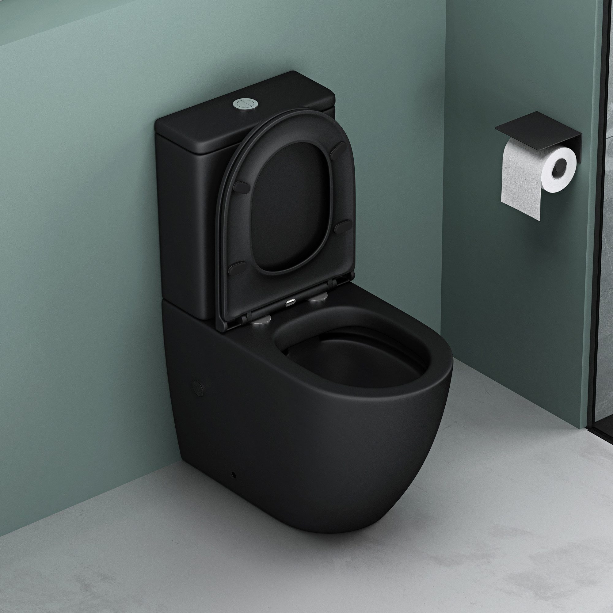 Mai & Mai Tiefspül-WC Spülrandlos Stand WC + Spülkasten + WC-Sitz (mit Soft-Close) randlos