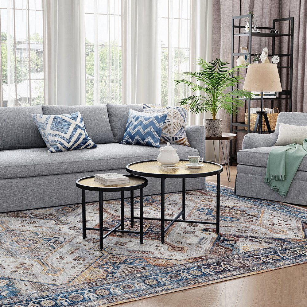 Vicco Couchtisch Winnipeg, Holz/Schwarz, 62 x 62 cm 2 Teile