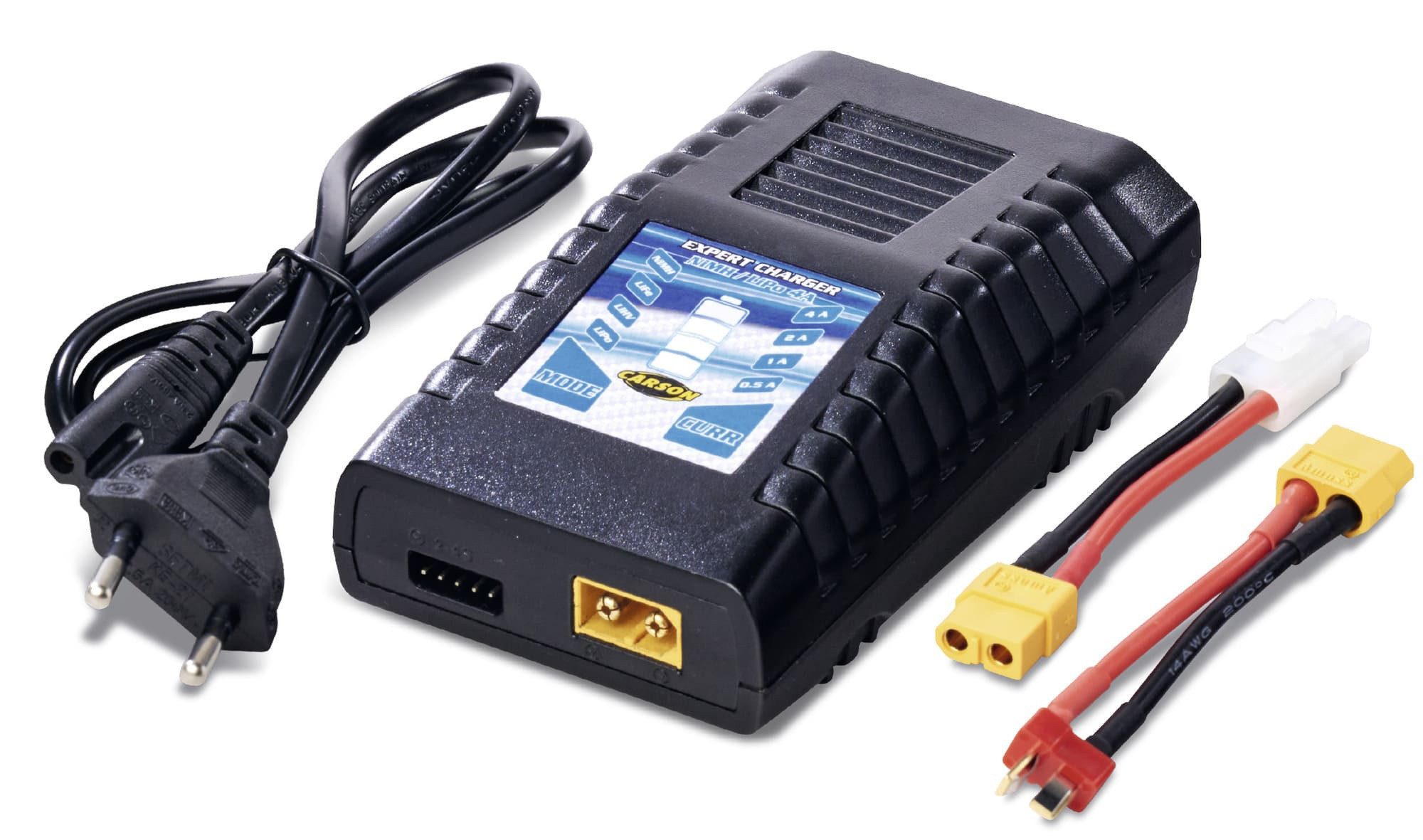 Carson Expert Charger 4A Ladegerät NiMH LiPo Akkus m. XT60 und T-Plug RC-Ladegerät