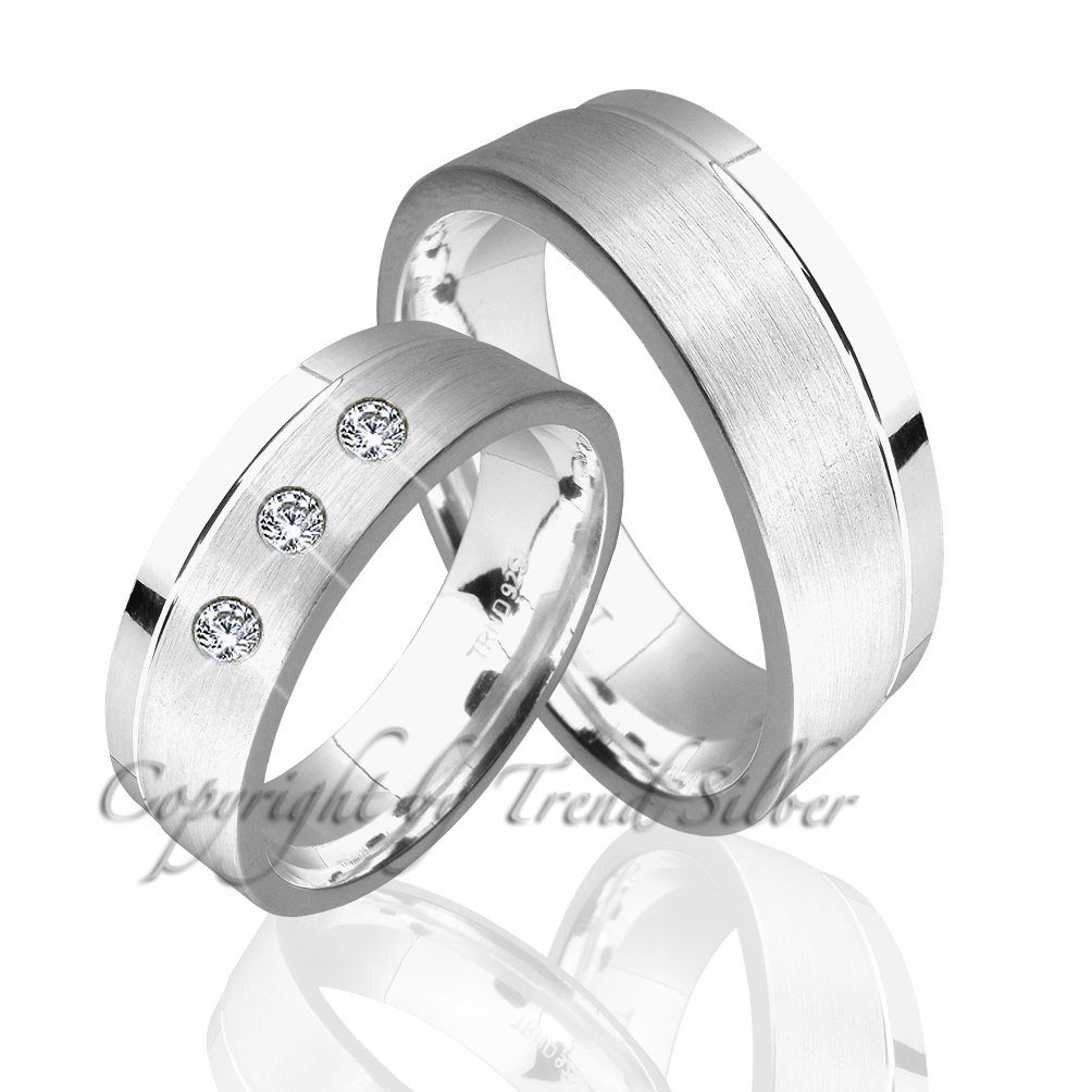 Trauringe123 Trauring Hochzeitsringe Verlobungsringe Trauringe Eheringe Partnerringe aus 925er Silber mit Stein, J56