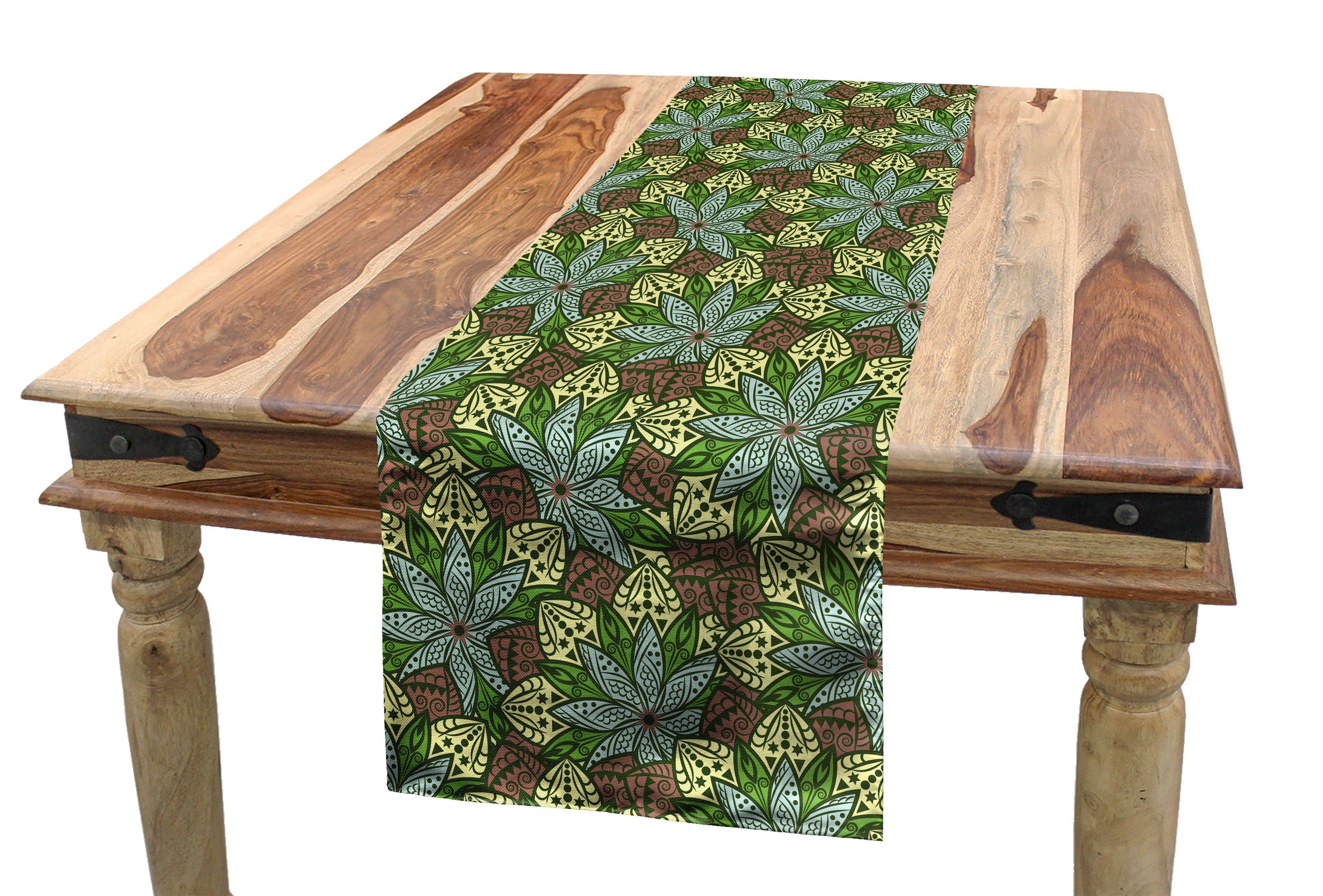 Esszimmer Tischläufer, Tischläufer Dekorativer Mandala-Muster Rechteckiger Küche Abakuhaus Blumen