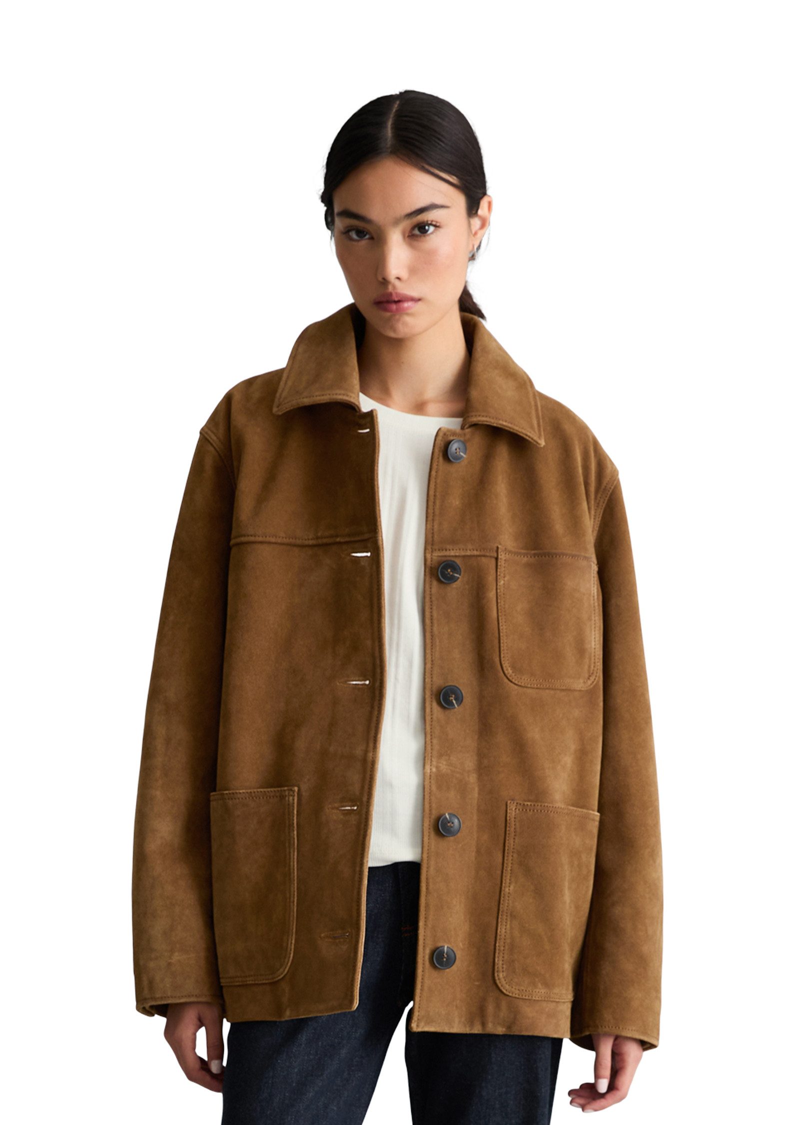 Marc O'Polo DENIM Lederjacke aus hochwertigem Rinderspaltleder
