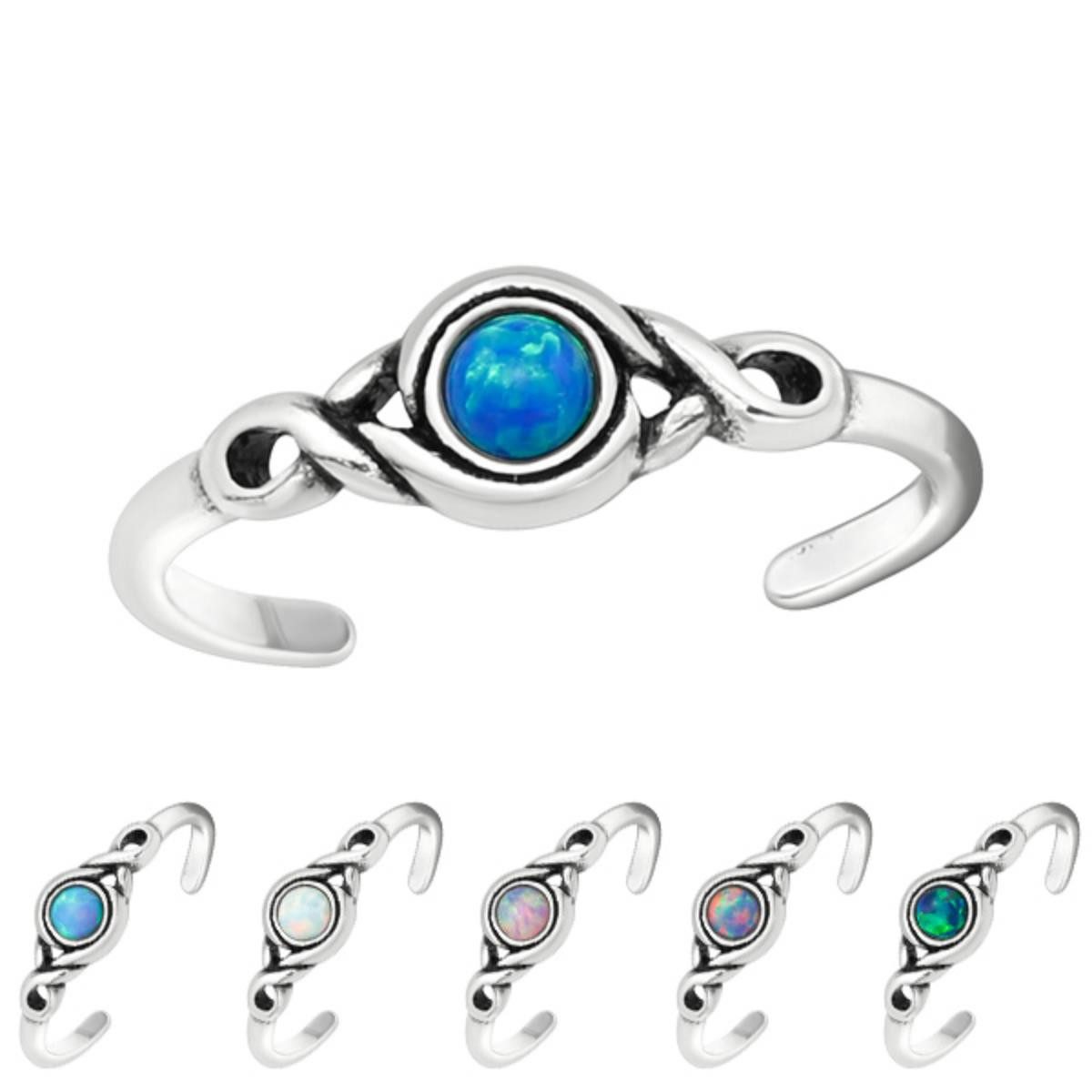 Order & Smile Schmuck Zehenring Zehenring Silber 925: Zehring mit Opal, gestempelt