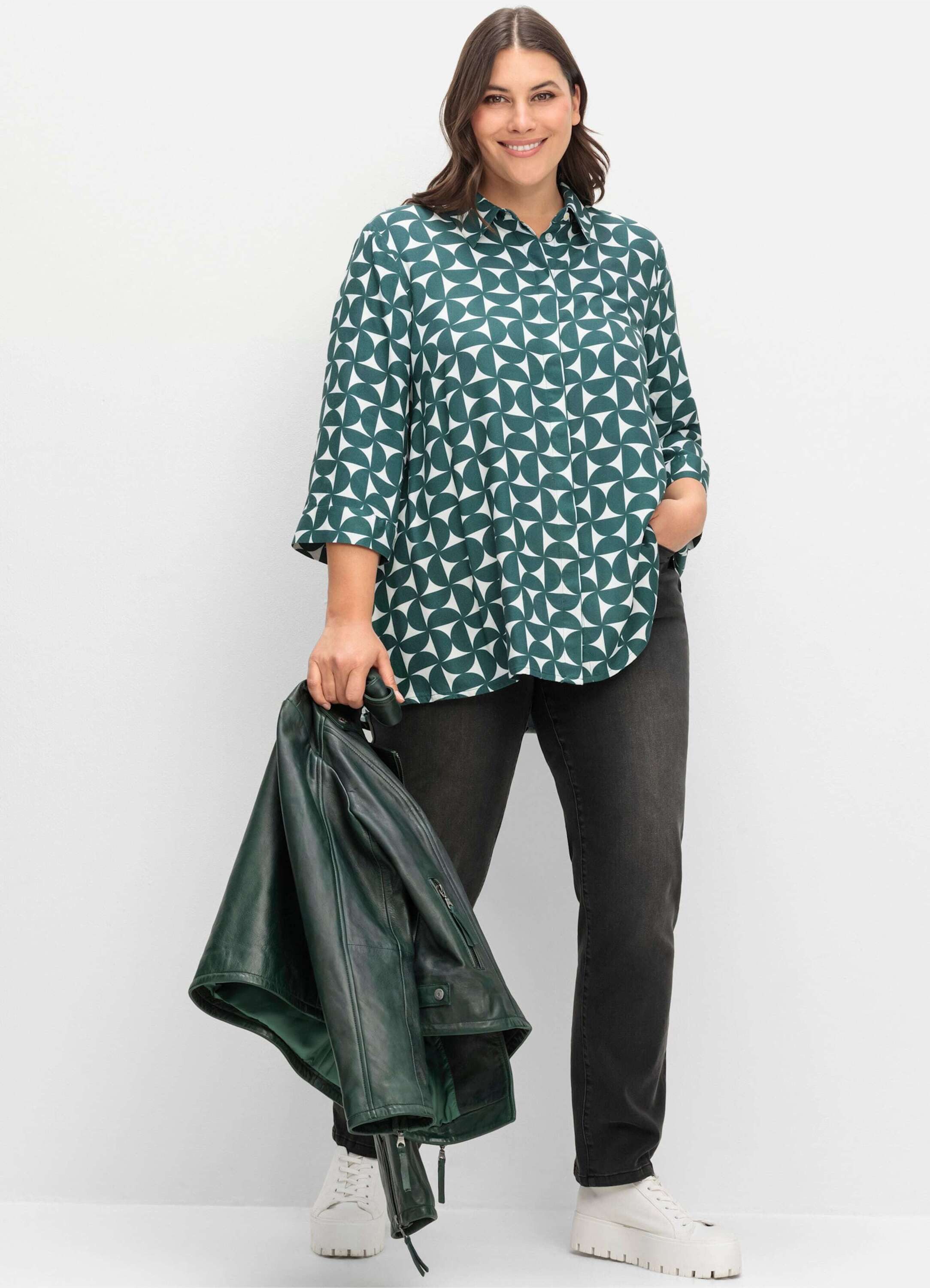 Sheego Klassische Bluse Longbluse 3/4-Arm günstig online kaufen