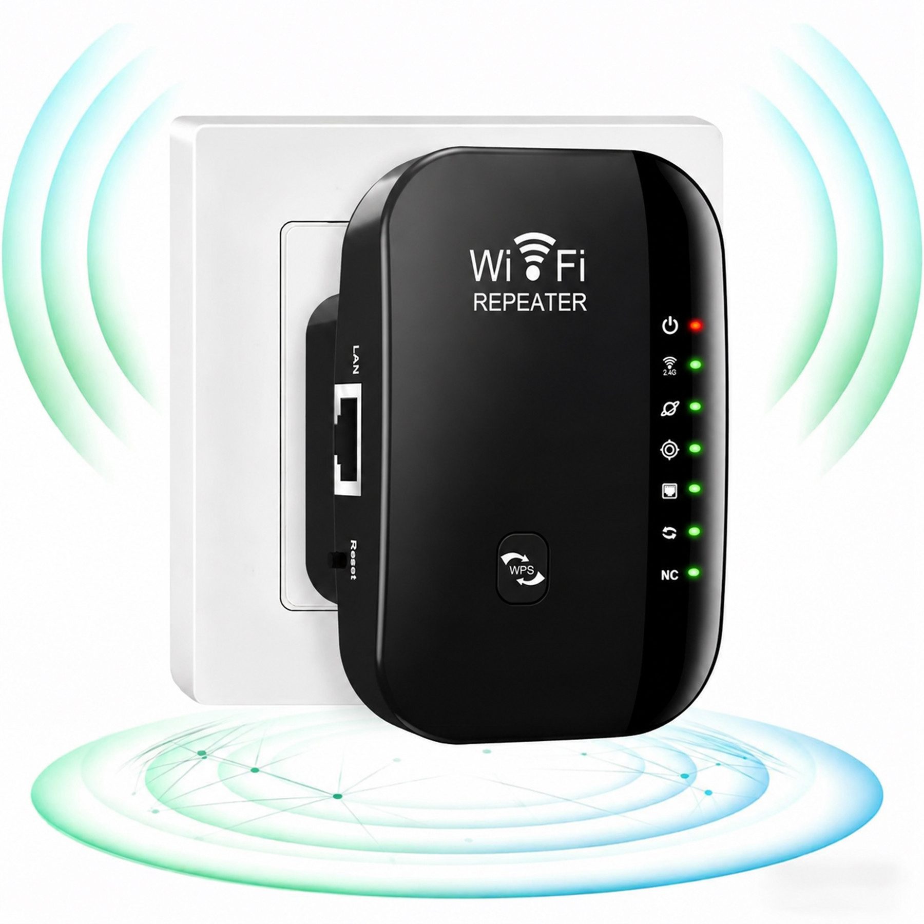 Senmudi WiFi Extender Booster, WLAN Repeater Verstärker Bis Zu 5000sq. WLAN-Router, mit 300 Mbps,2,4GHz WiFi Mit Ethernet Port Zu Allen Geräten