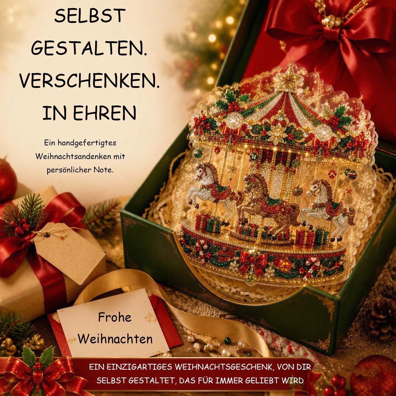 Bomiclss Dekohänger 2D-Flacher Weihnachts-Diamantkunst-Sonnenfänger-Ornament – Bild 3 von 5