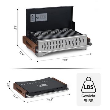 autolock Holzkohlegrill Holzkohlegrill, Tragbar, Faltbare, Edelstahl BBQ Standgrill