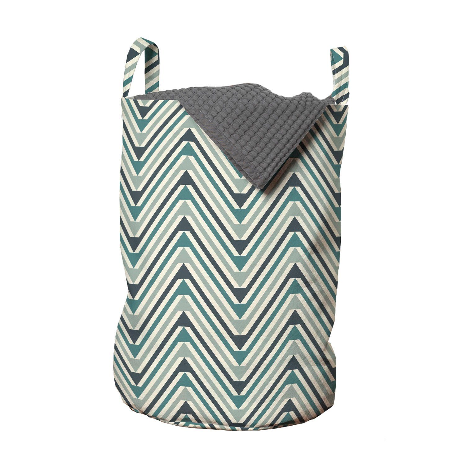 Abakuhaus Wäschesäckchen Wäschekorb mit Griffen Kordelzugverschluss für Waschsalons, Abstrakt Zigzags Geometrische