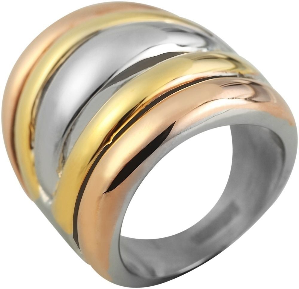 AKZENT Fingerring Lora Edelstahl Damenring tricolor Gr. 52 – 56, Damen Ring