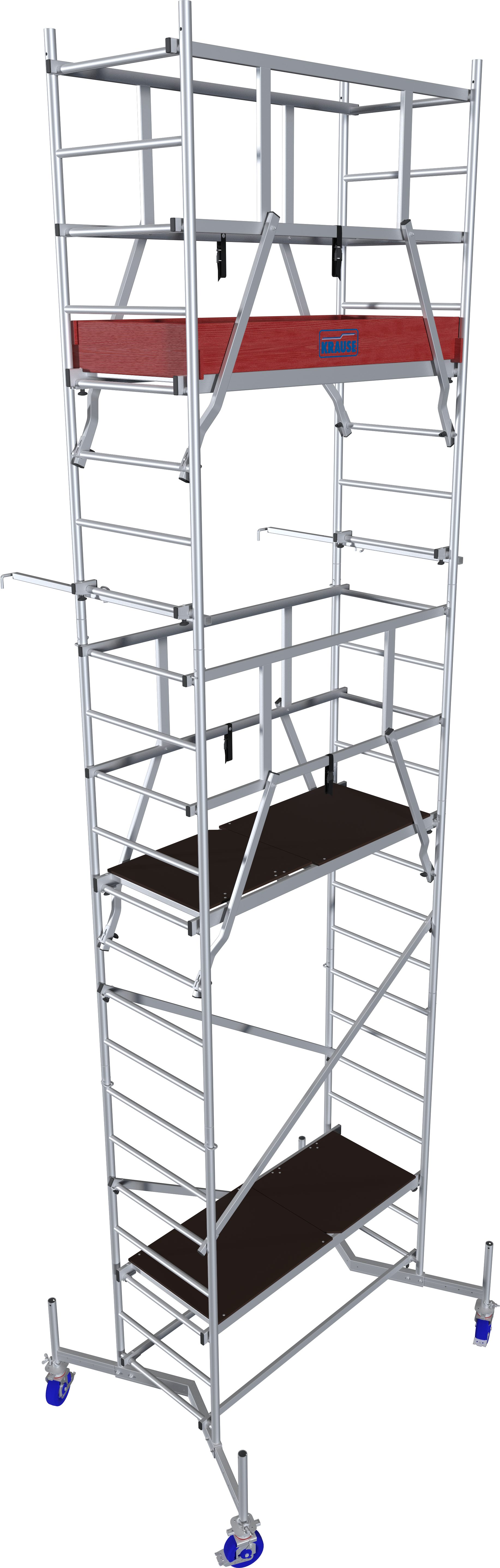 KRAUSE Arbeitsgerüst ClimTec System, (Set), Komplettgerüst, inkl. 1 Aufstockung, 2 Aufstockung und Fahrrollensatz