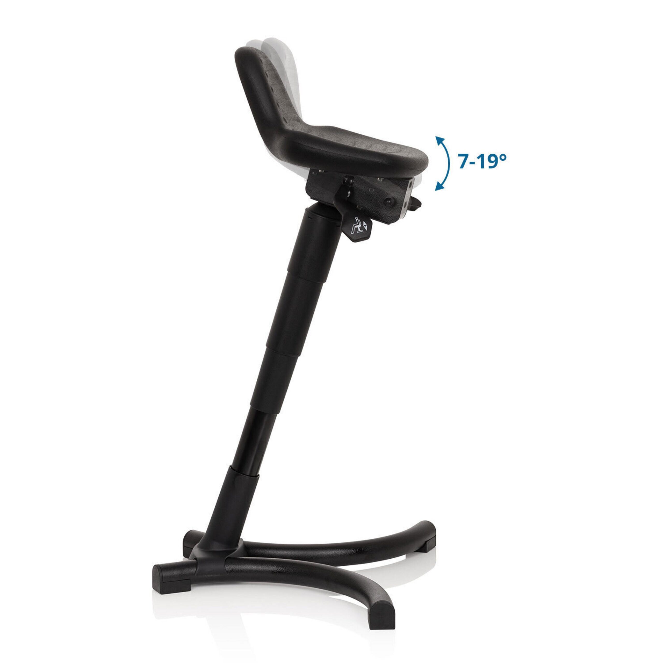 hjh OFFICE Stehhilfe TOP WORK 34 Arbeitshocker Hartschaum Höhe, Ergonomischer Stehsitz mit Rückenstütze, Höhe & Neigung verstellbar
