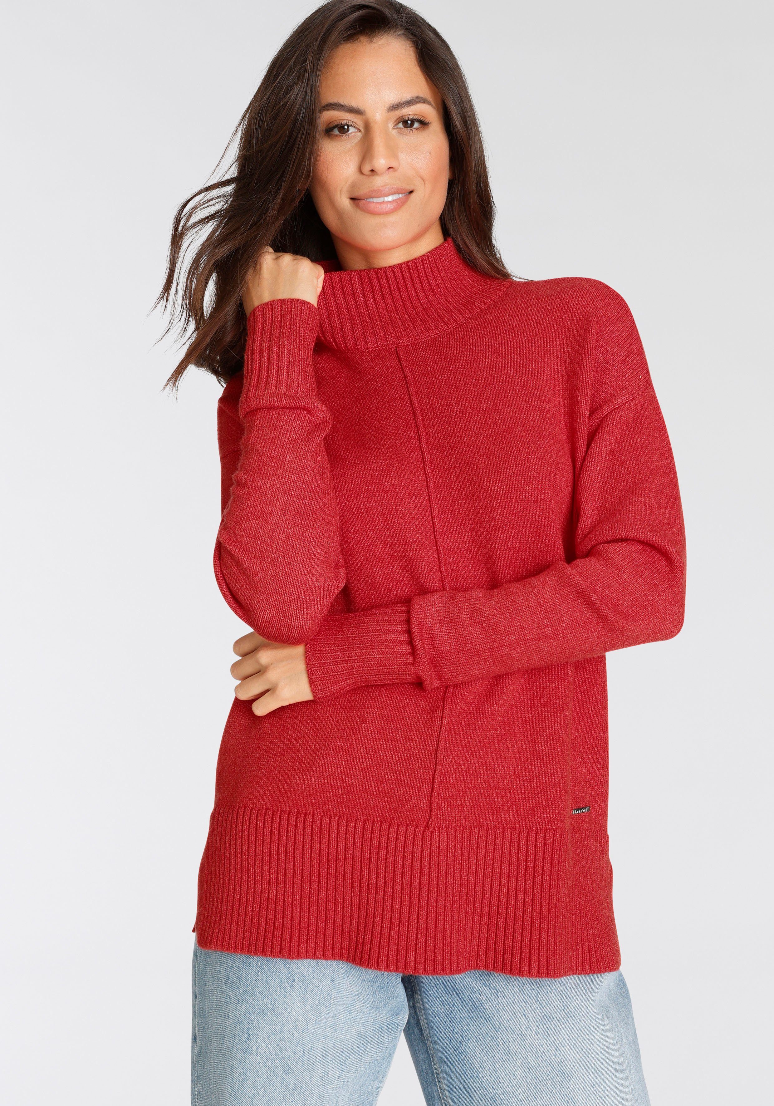 Laura Scott Stehkragenpullover mit Zierbiese günstig online kaufen